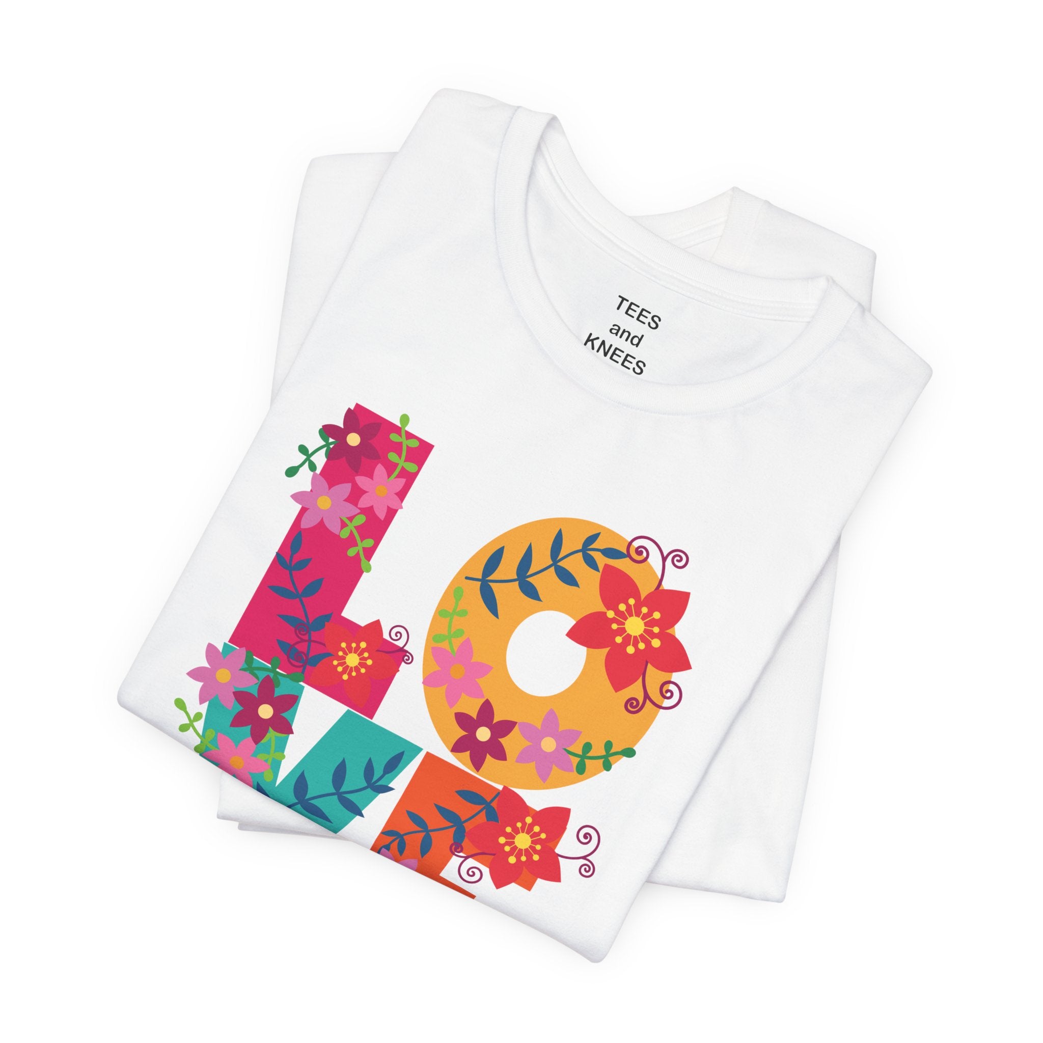 LOVE Floral Letters T-Shirt | Colorful Flower Typography Valentine's Day Tee