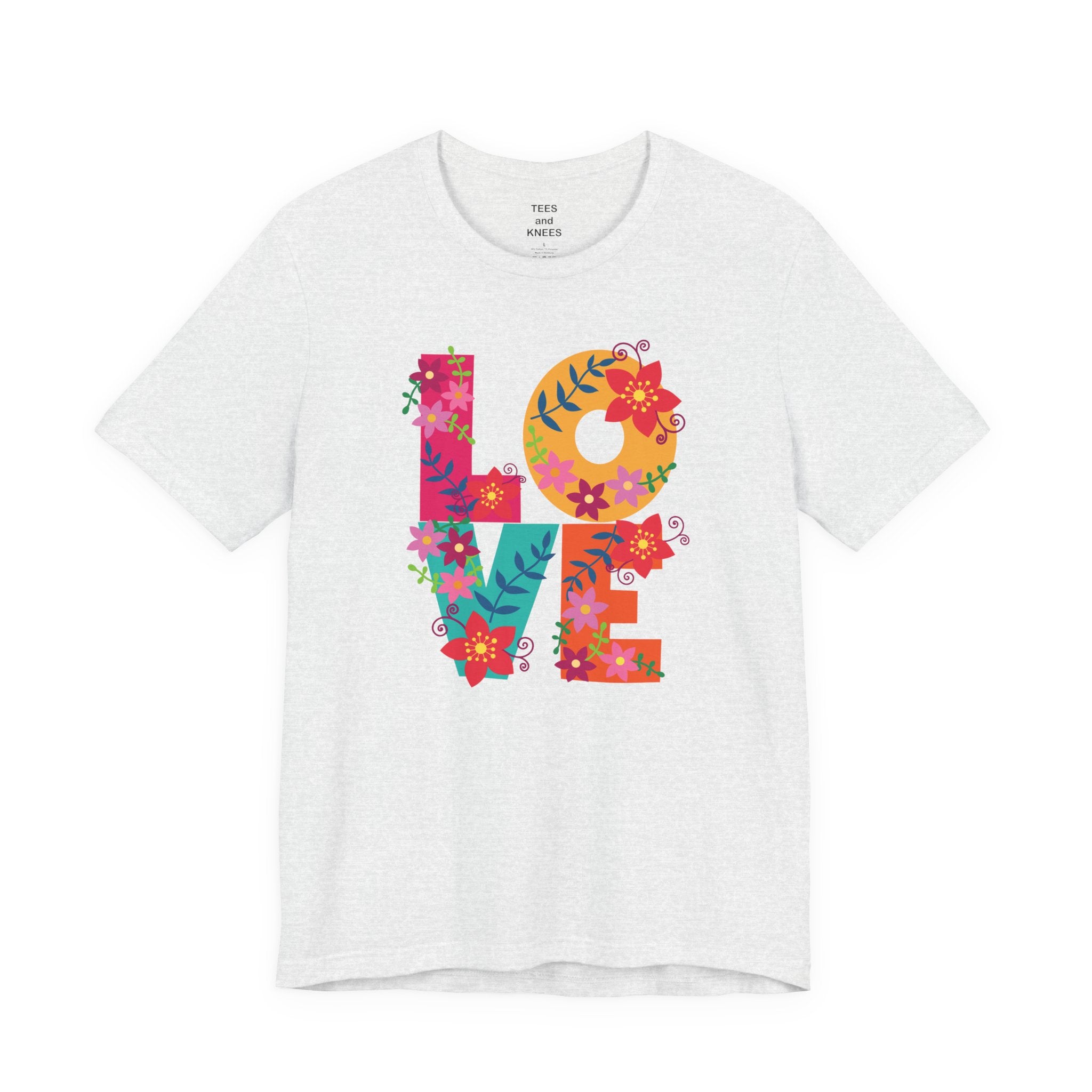 LOVE Floral Letters T-Shirt | Colorful Flower Typography Valentine's Day Tee