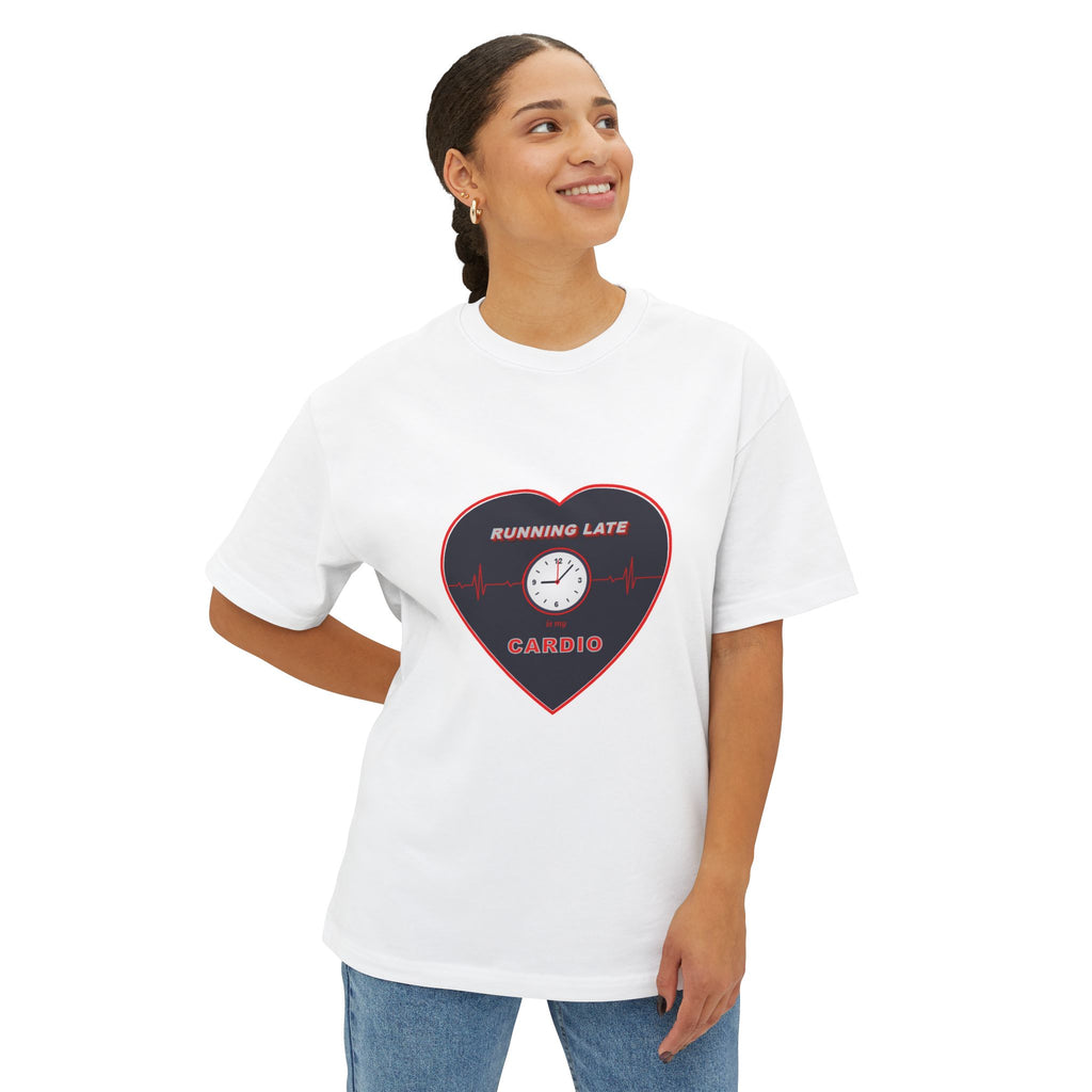 Running Late Cardio Heart Tee — Funny Fitness Graphic T-Shirt