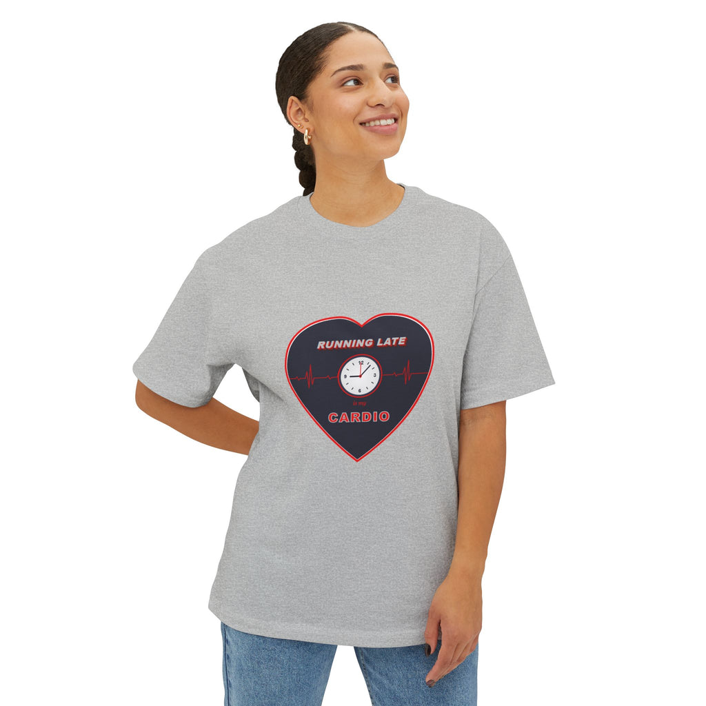 Running Late Cardio Heart Tee — Funny Fitness Graphic T-Shirt