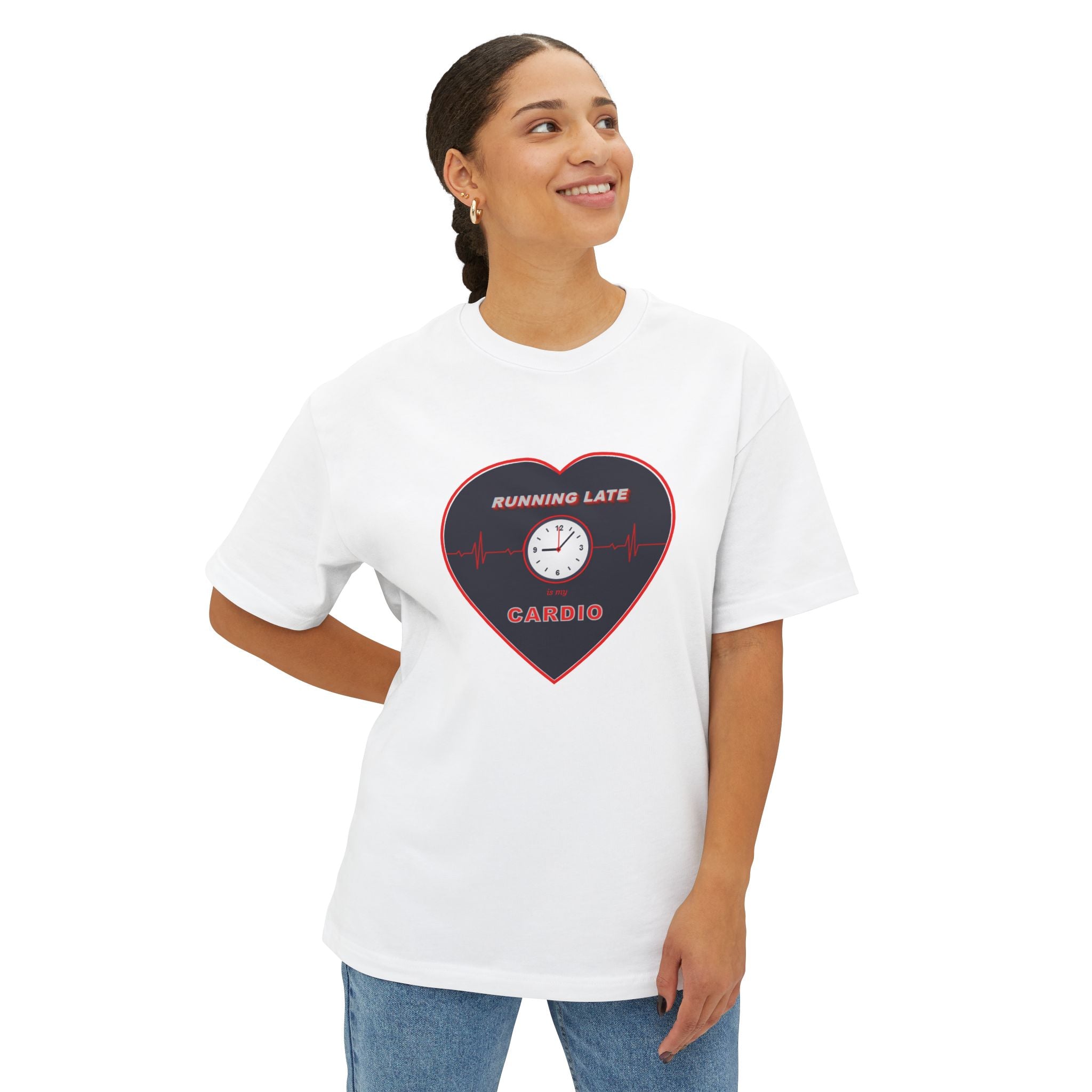 Running Late Cardio Heart Tee - Funny Fitness Graphic T-Shirt