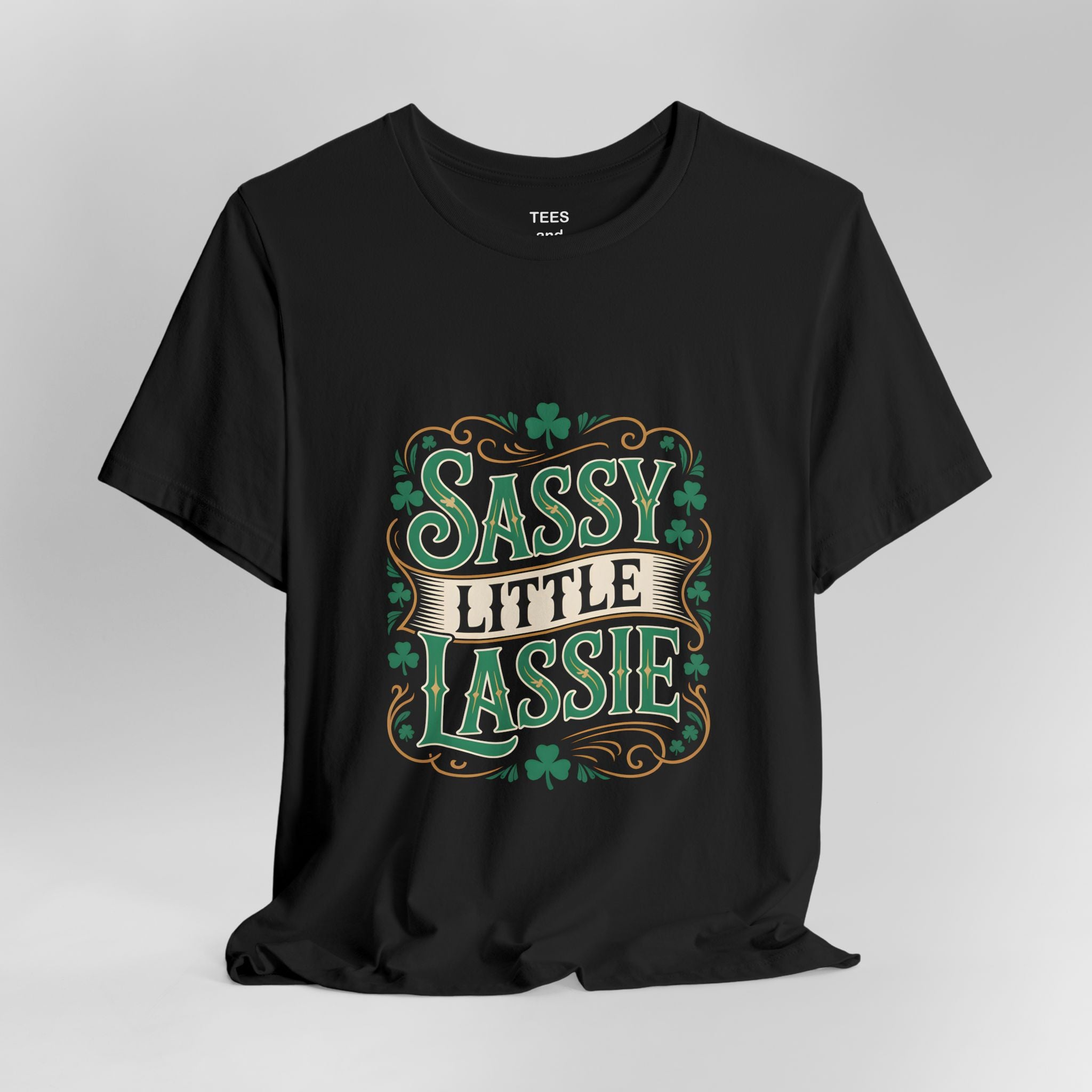 Sassy Little Lassie Tee | St. Patrick's Day shamrock typography