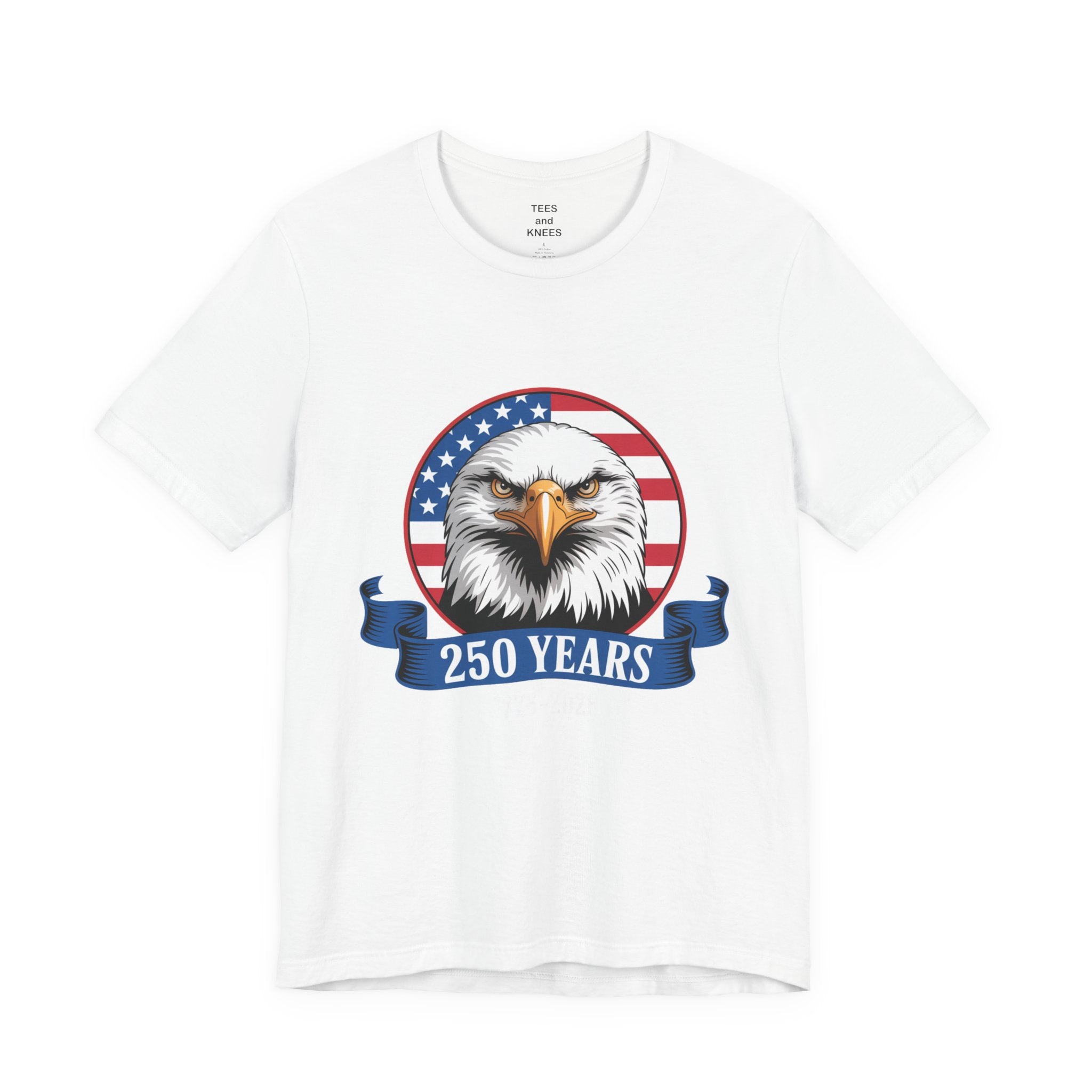 Bald Eagle with American Flag 250 Years Tee | Patriotic USA Anniversary