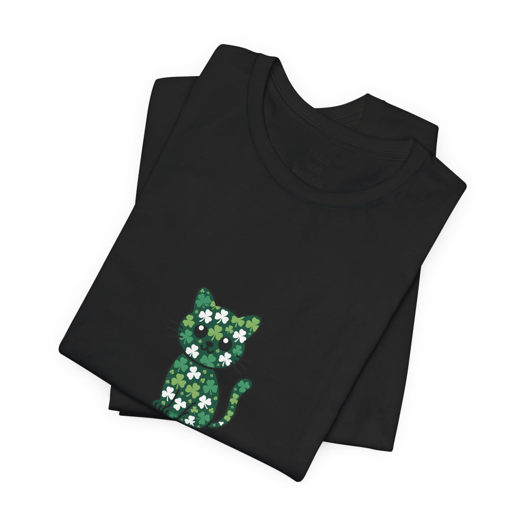 St Patricks Day Cat Shirt Shamrock Kitty Lucky Irish Cat Lover Tee