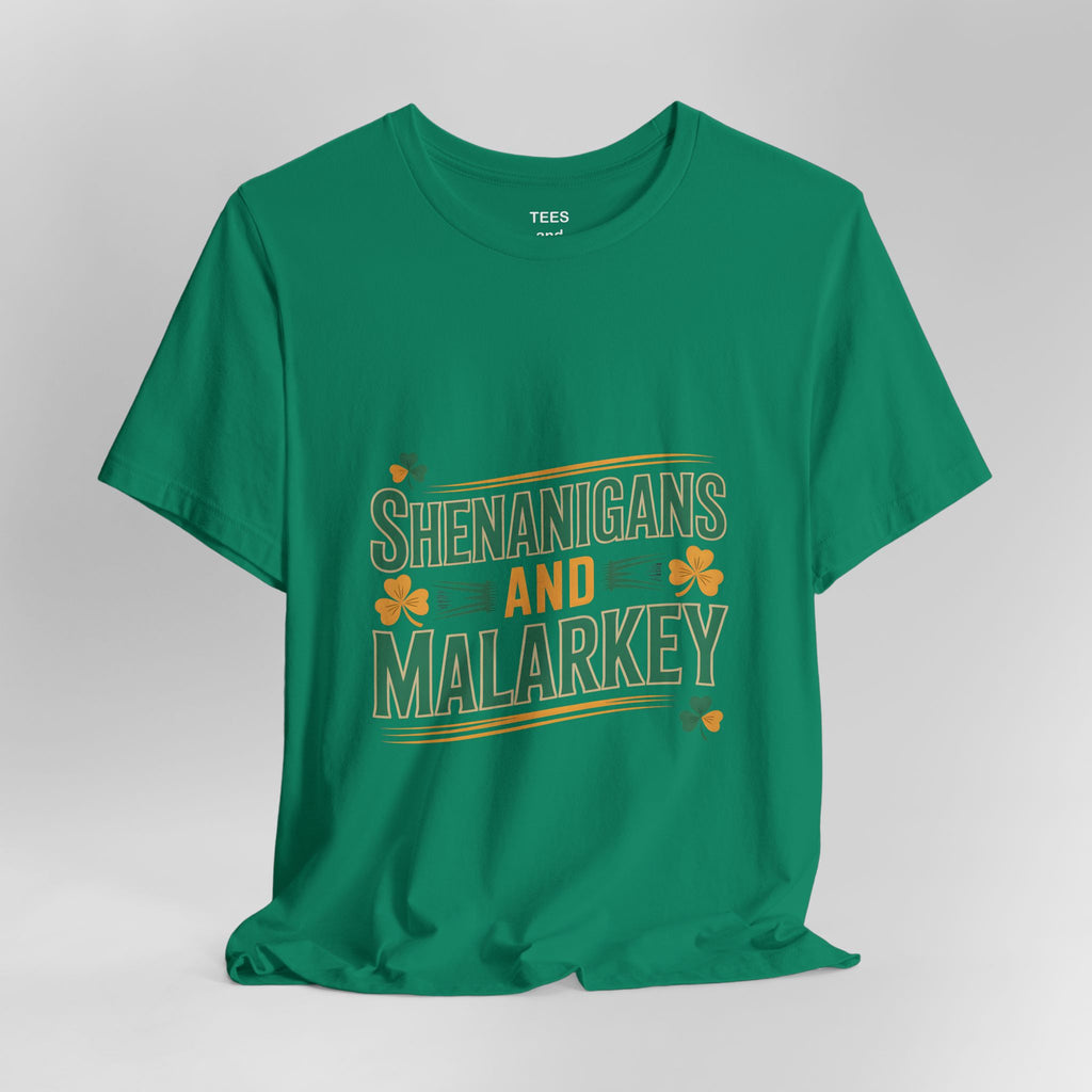 Shenanigans and Malarkey T-Shirt | St. Patrick's Day Shamrock Typography Tee