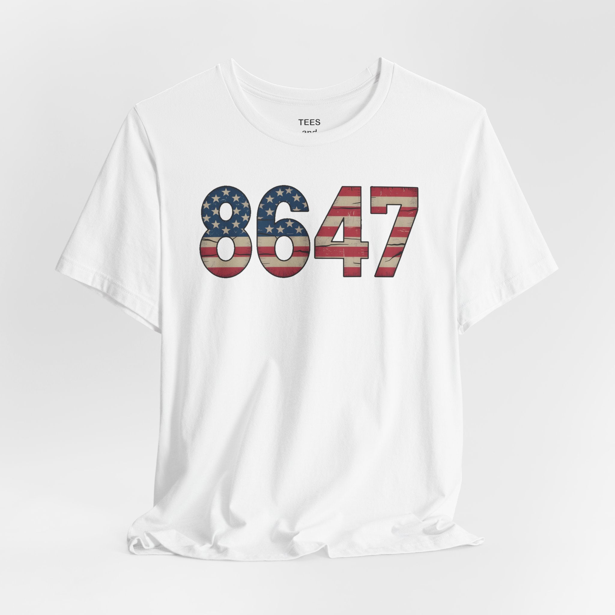 Patriotic 8647 Number Tee — American Flag Graphic Short Sleeve Shirt