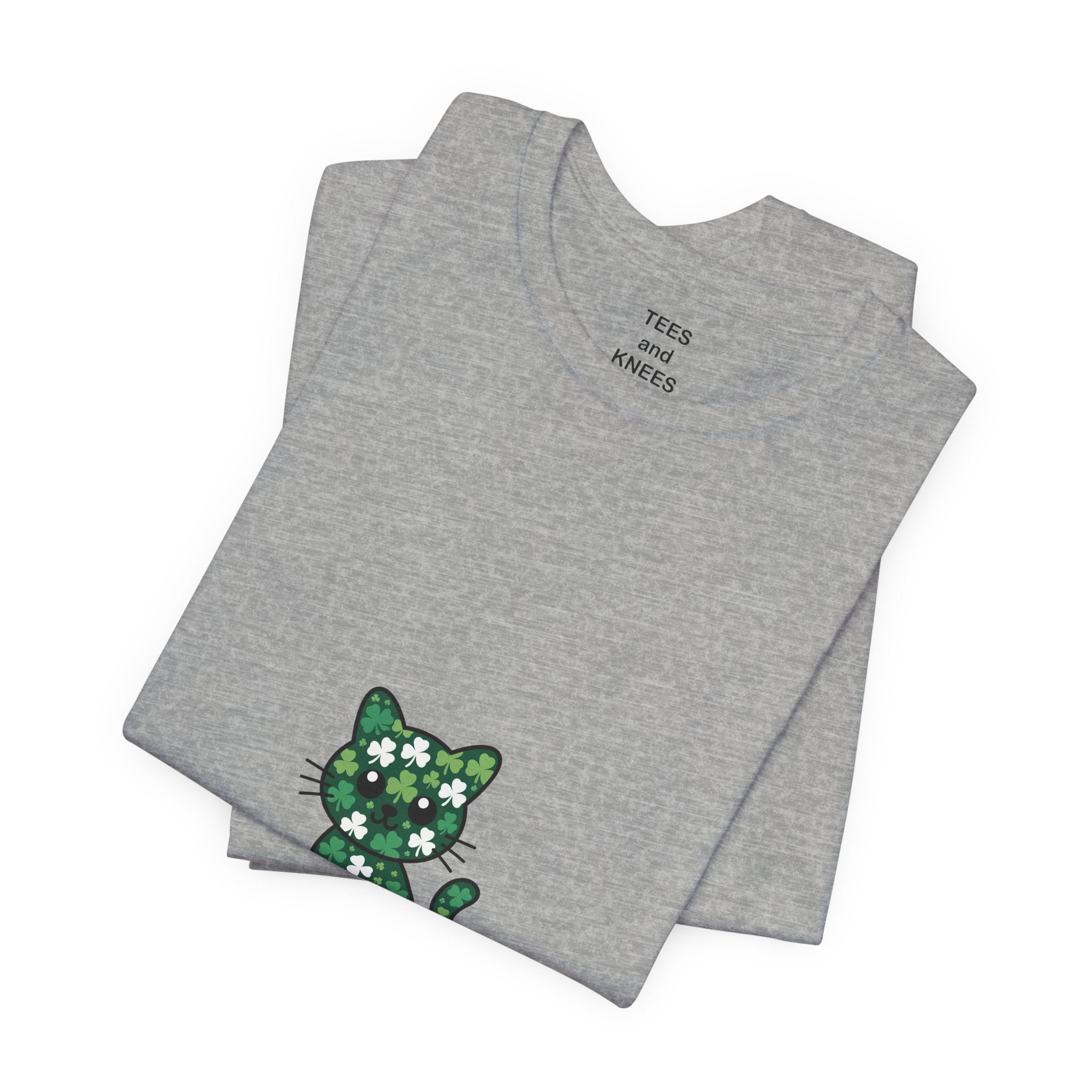 St Patricks Day Cat Shirt Shamrock Kitty Lucky Irish Cat Lover Tee