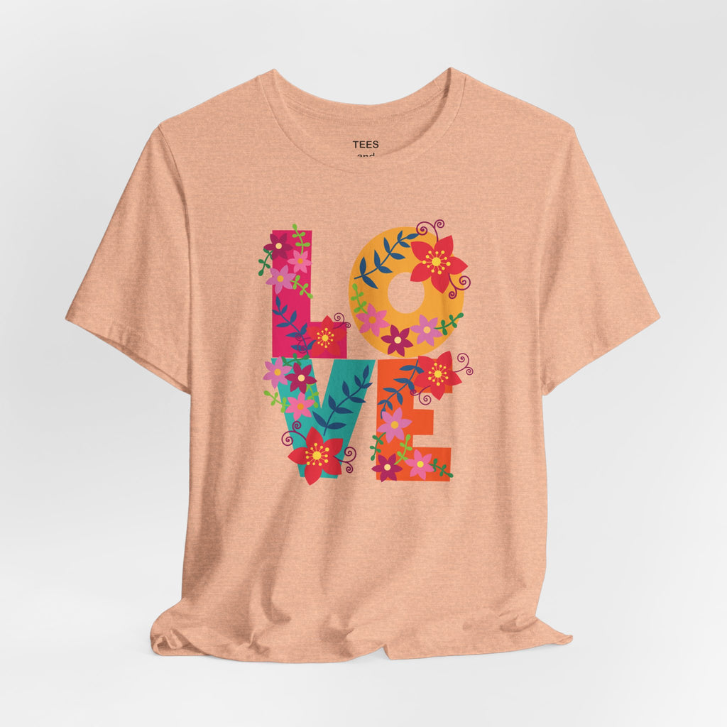 LOVE Floral Letters T-Shirt | Colorful Flower Typography Valentine's Day Tee