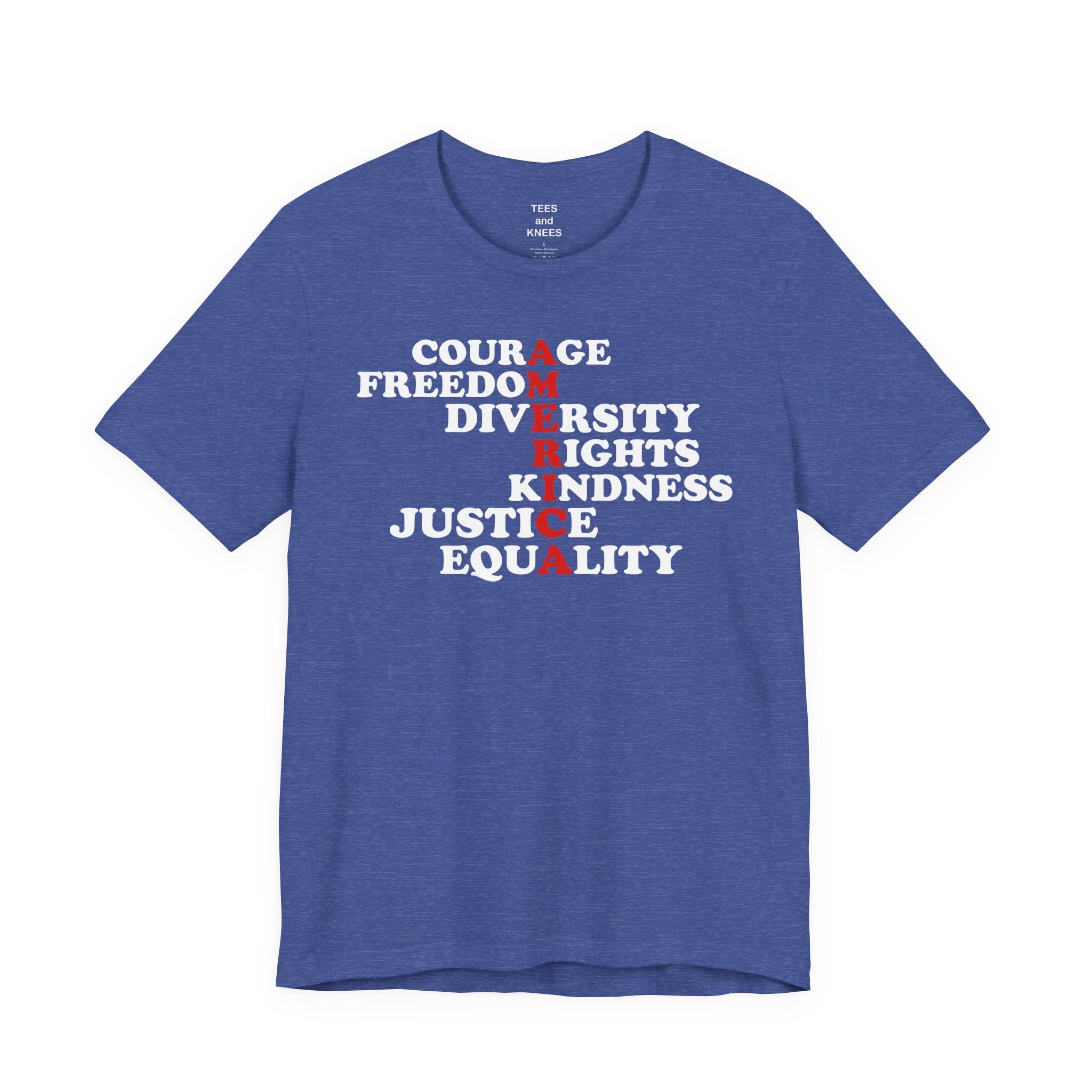 Vertical AMERICA text T-Shirt | Patriotic USA lettering tee