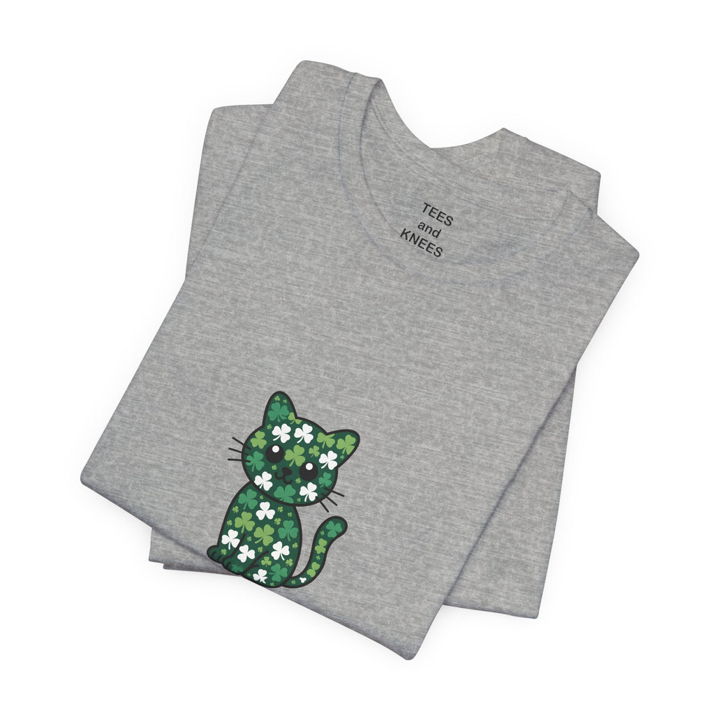 St Patricks Day Cat Shirt Shamrock Kitty Lucky Irish Cat Lover Tee