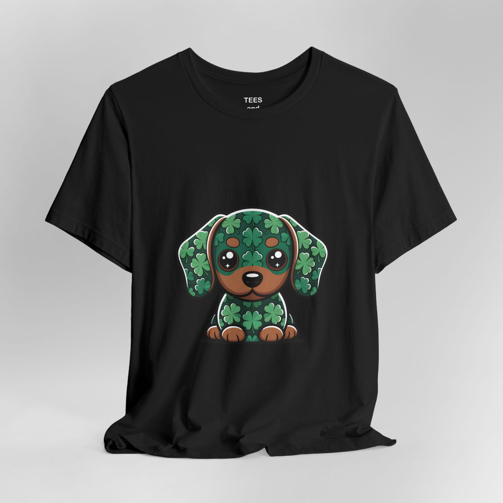 Shamrock Dachshund Puppy Tee | St. Patrick's Day Clover Dog Shirt