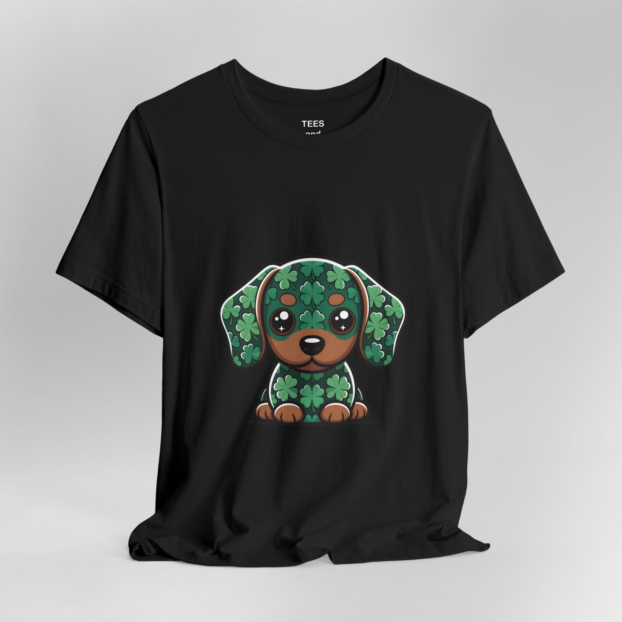 Shamrock Dachshund Puppy Tee | St. Patrick's Day Clover Dog Shirt