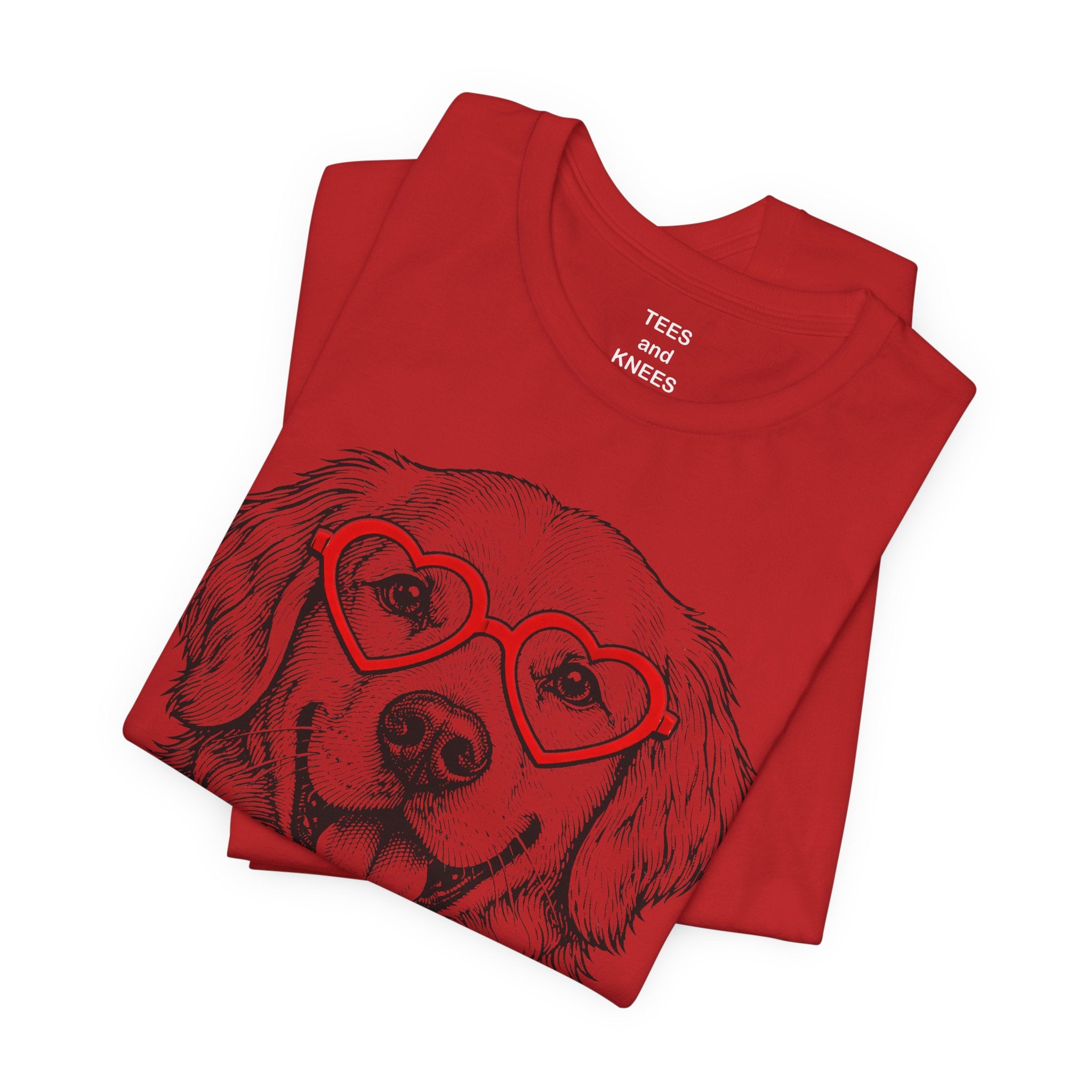 Golden Retriever with Heart Sunglasses T-Shirt | Dog Portrait Tee