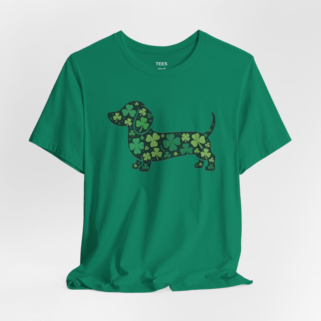 Shamrock Dachshund Puppy Tee | St. Patrick's Day Clover Dog Shirt