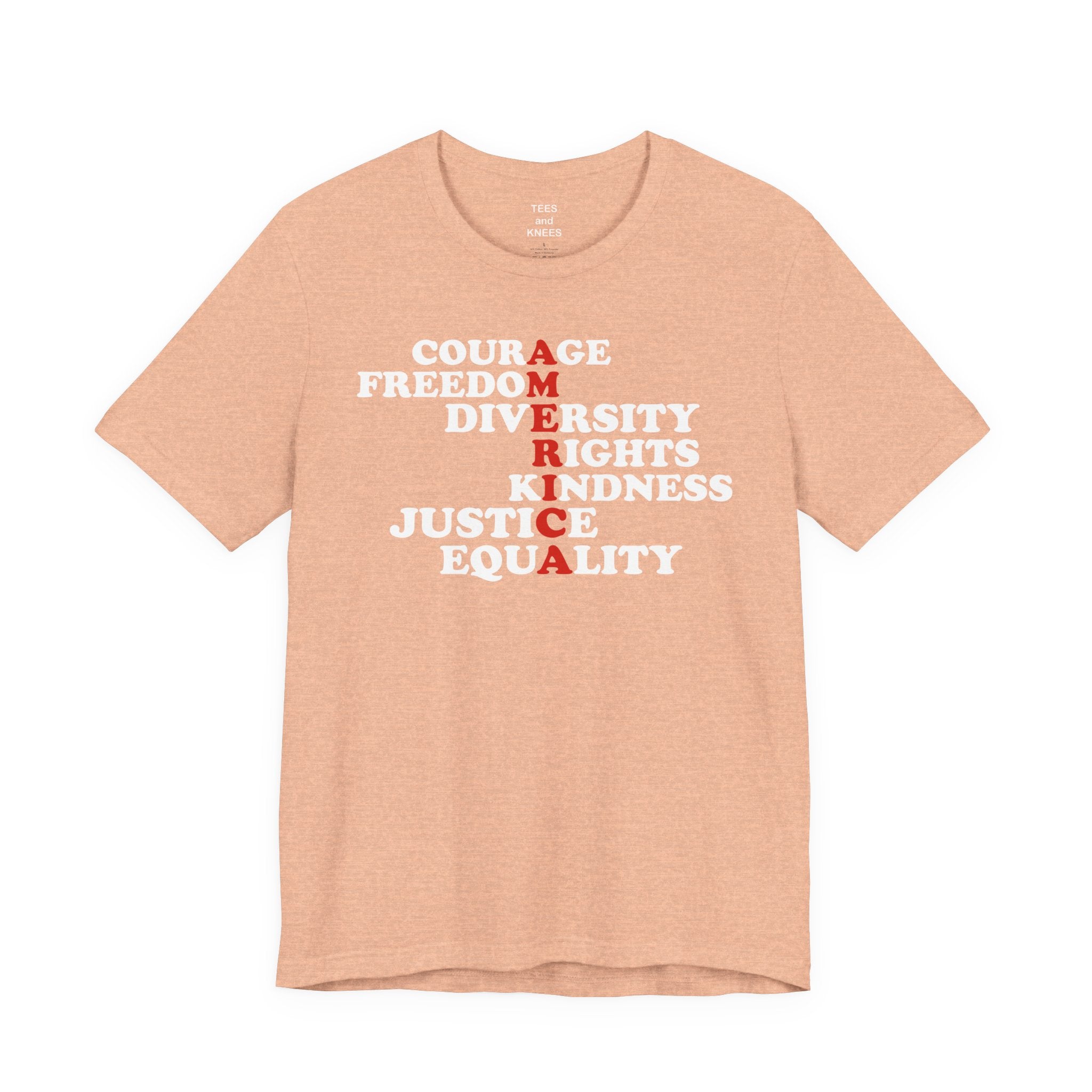 Vertical AMERICA text T-Shirt | Patriotic USA lettering tee