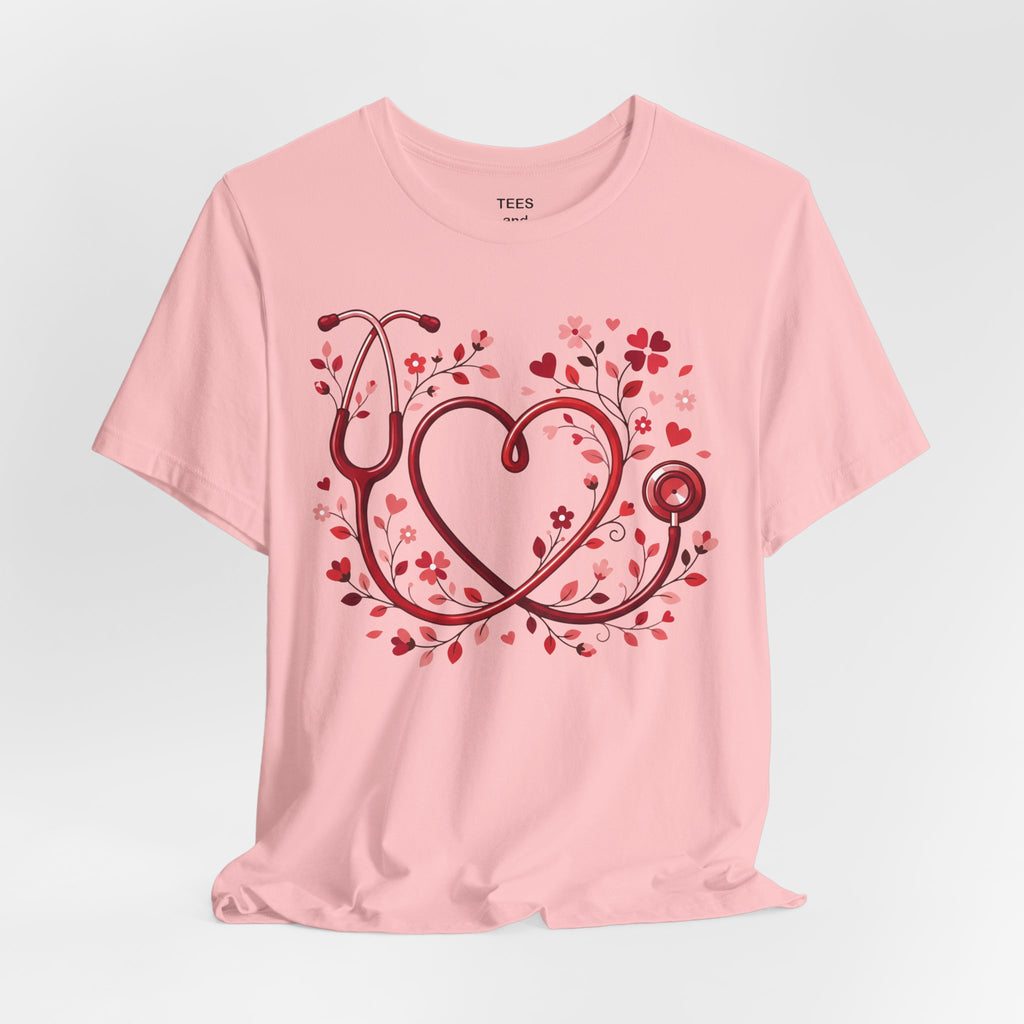 Stethoscope Heart Floral Tee | Medical Nurse Doctor Shirt