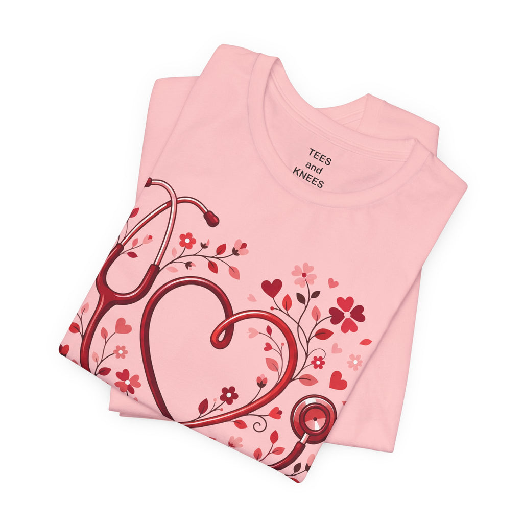 Stethoscope Heart Floral Tee | Medical Nurse Doctor Shirt