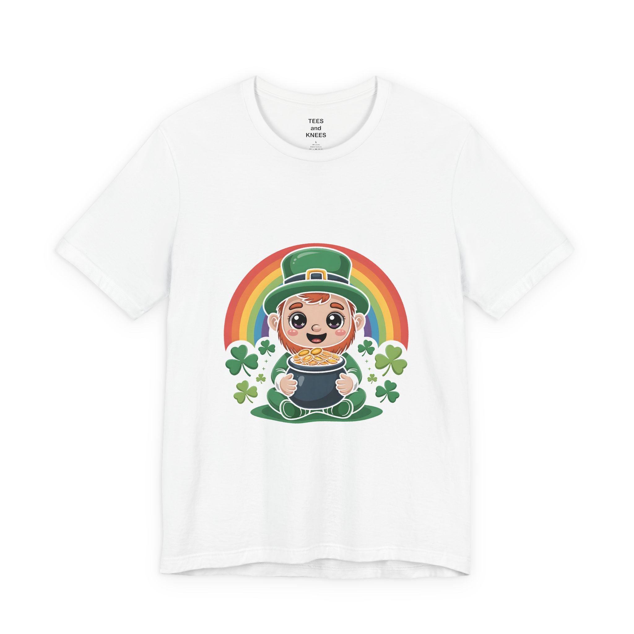 Cute Leprechaun with Pot of Gold T-Shirt | Rainbow Shamrocks St. Patrick's