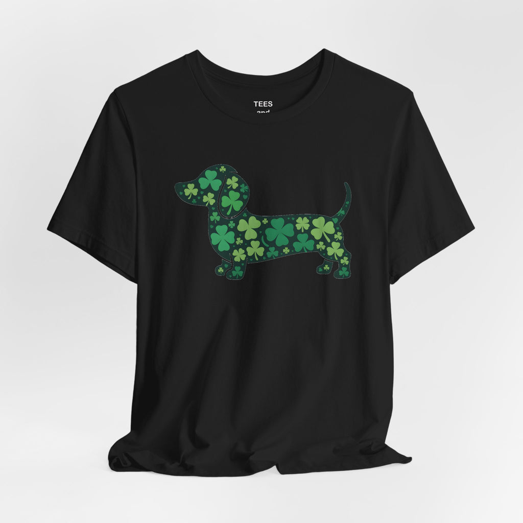 Shamrock Dachshund Puppy Tee | St. Patrick's Day Clover Dog Shirt