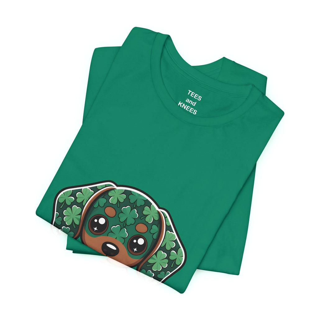 Shamrock Dachshund Puppy Tee | St. Patrick's Day Clover Dog Shirt