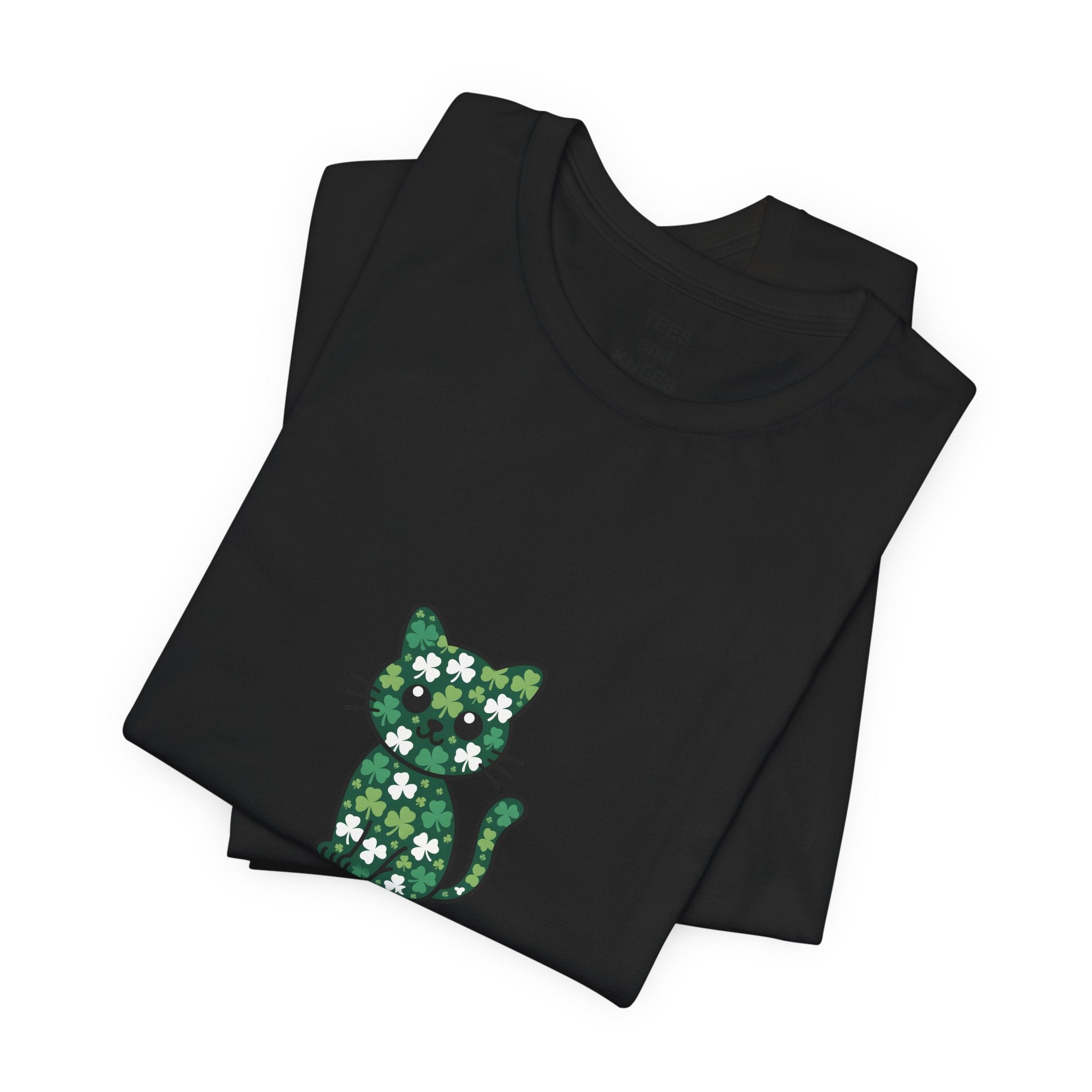Lucky Cat St Patricks Day Shirt Irish Shamrock Cat Mom Cat Dad Tee