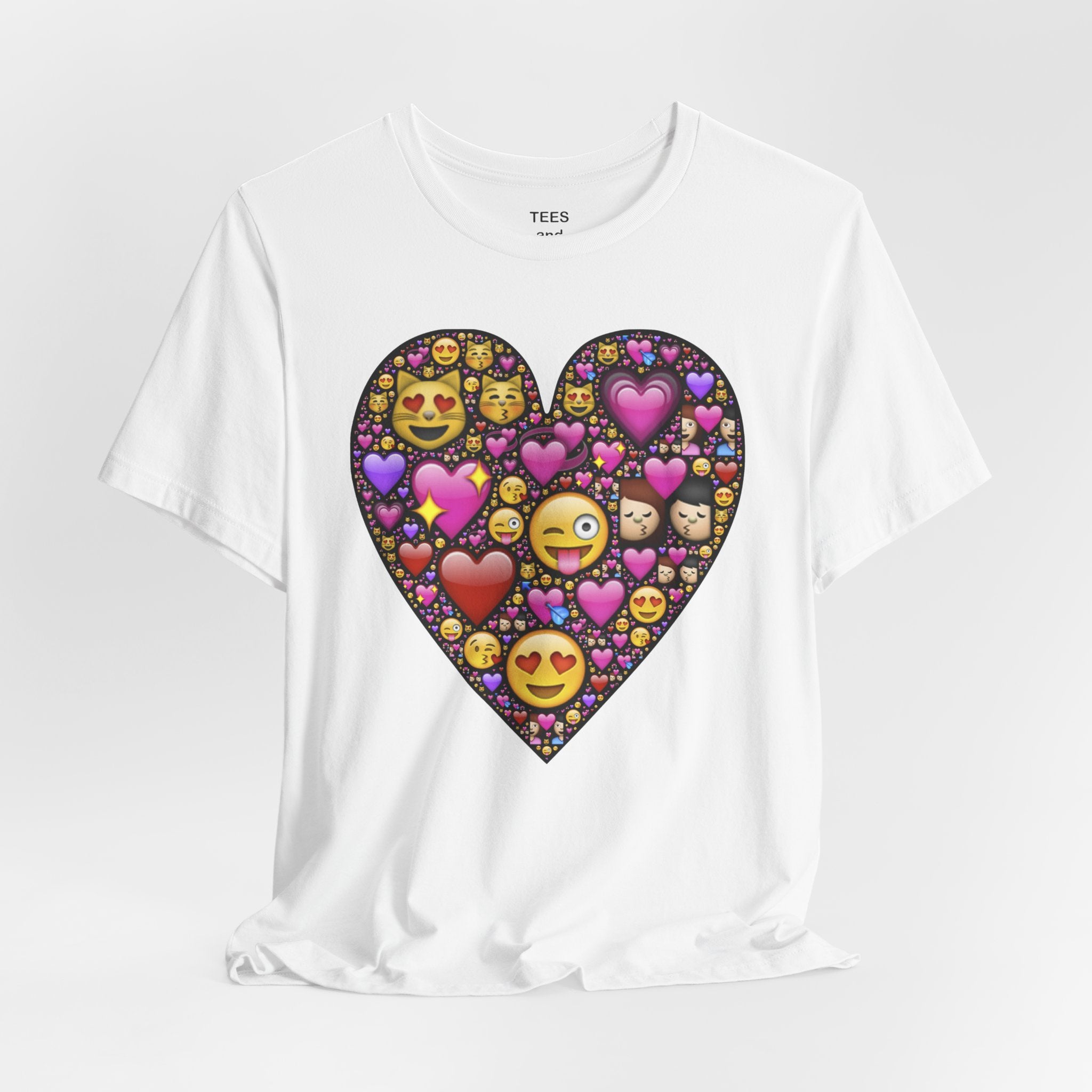 Emoji Heart Love T-Shirt | Heart Shaped Emoji Collage Valentine's Day Fun Tee