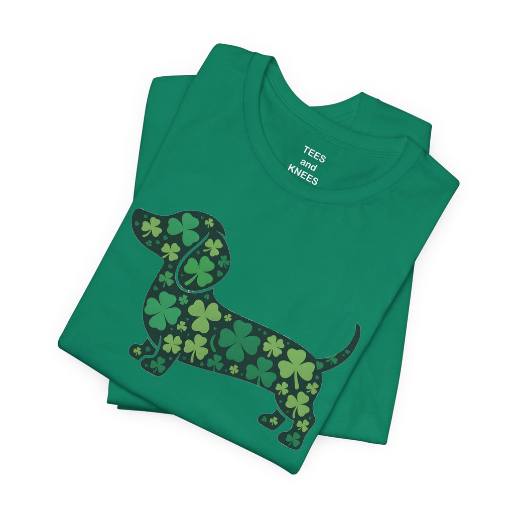 Shamrock Dachshund Puppy Tee | St. Patrick's Day Clover Dog Shirt