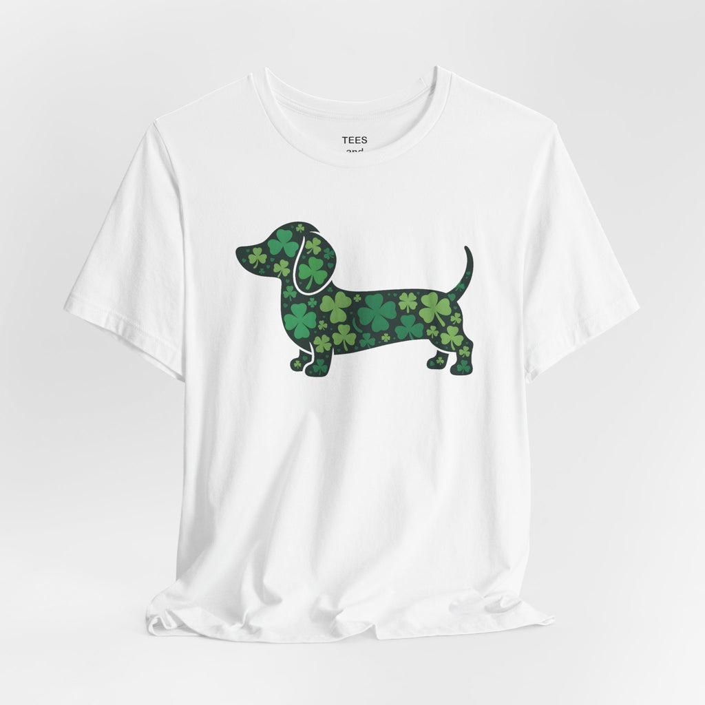 Shamrock Dachshund Puppy Tee | St. Patrick's Day Clover Dog Shirt