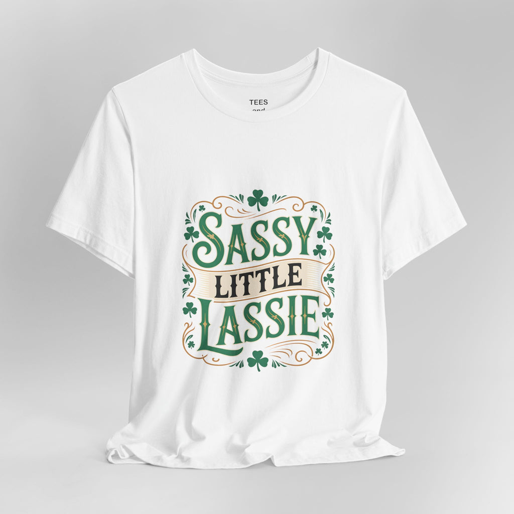Sassy Little Lassie Tee | St. Patrick's Day shamrock typography