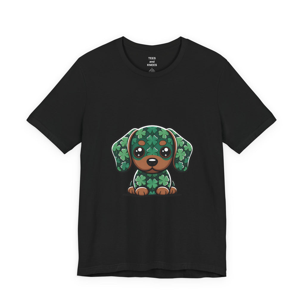 Shamrock Dachshund Puppy Tee | St. Patrick's Day Clover Dog Shirt