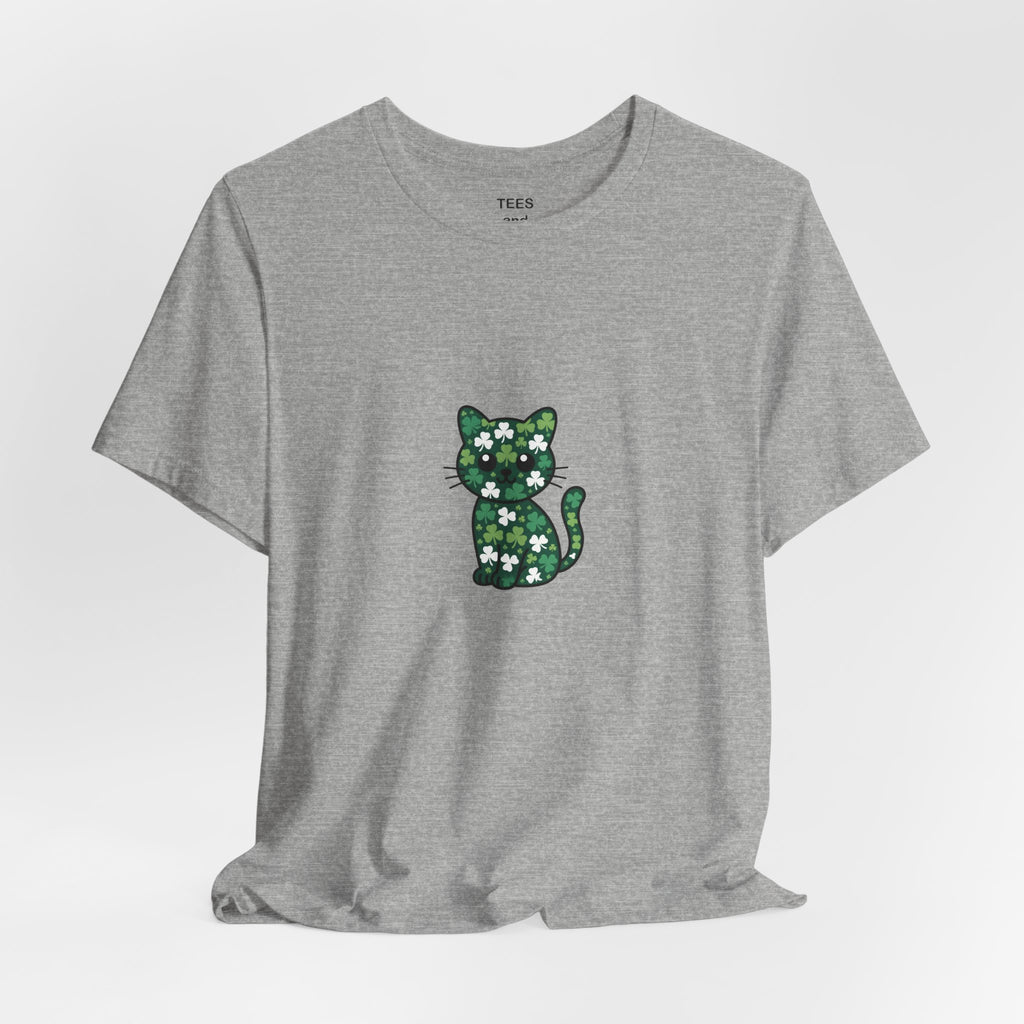 St Patricks Day Cat Shirt Shamrock Kitty Lucky Irish Cat Lover Tee