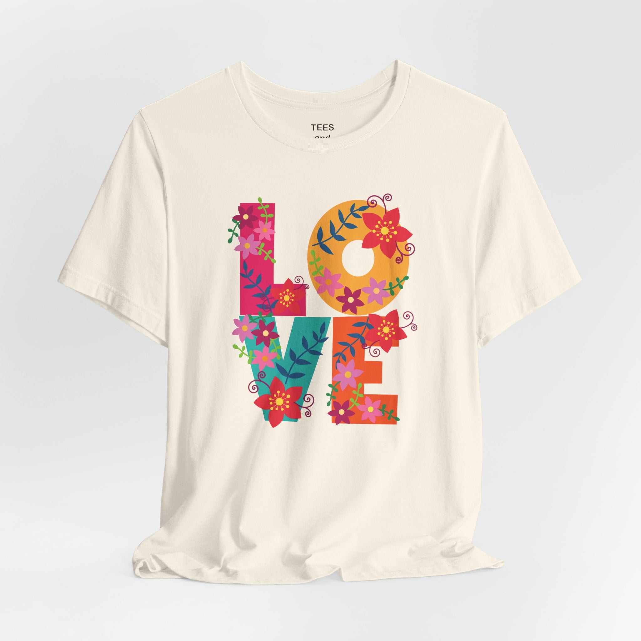 LOVE Floral Letters T-Shirt | Colorful Flower Typography Valentine's Day Tee