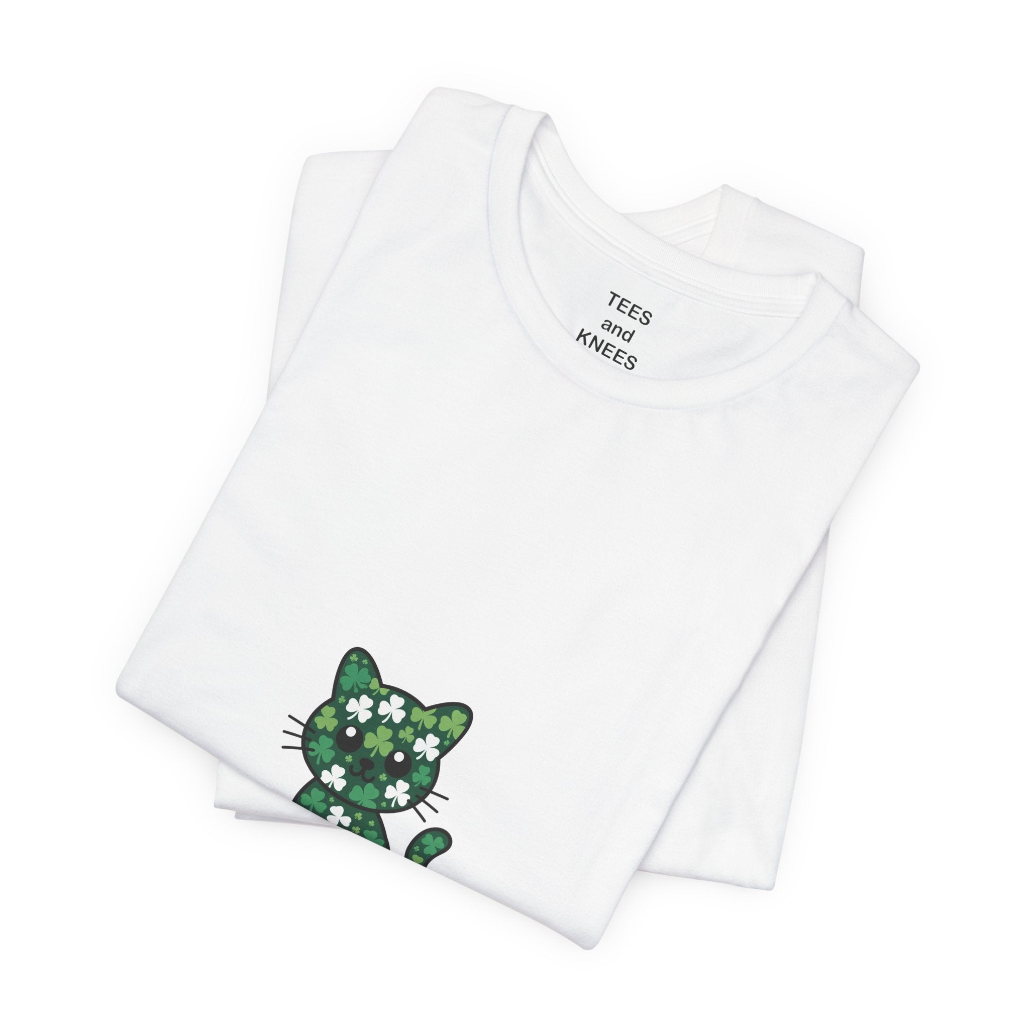 St Patricks Day Cat Shirt Shamrock Kitty Lucky Irish Cat Lover Tee