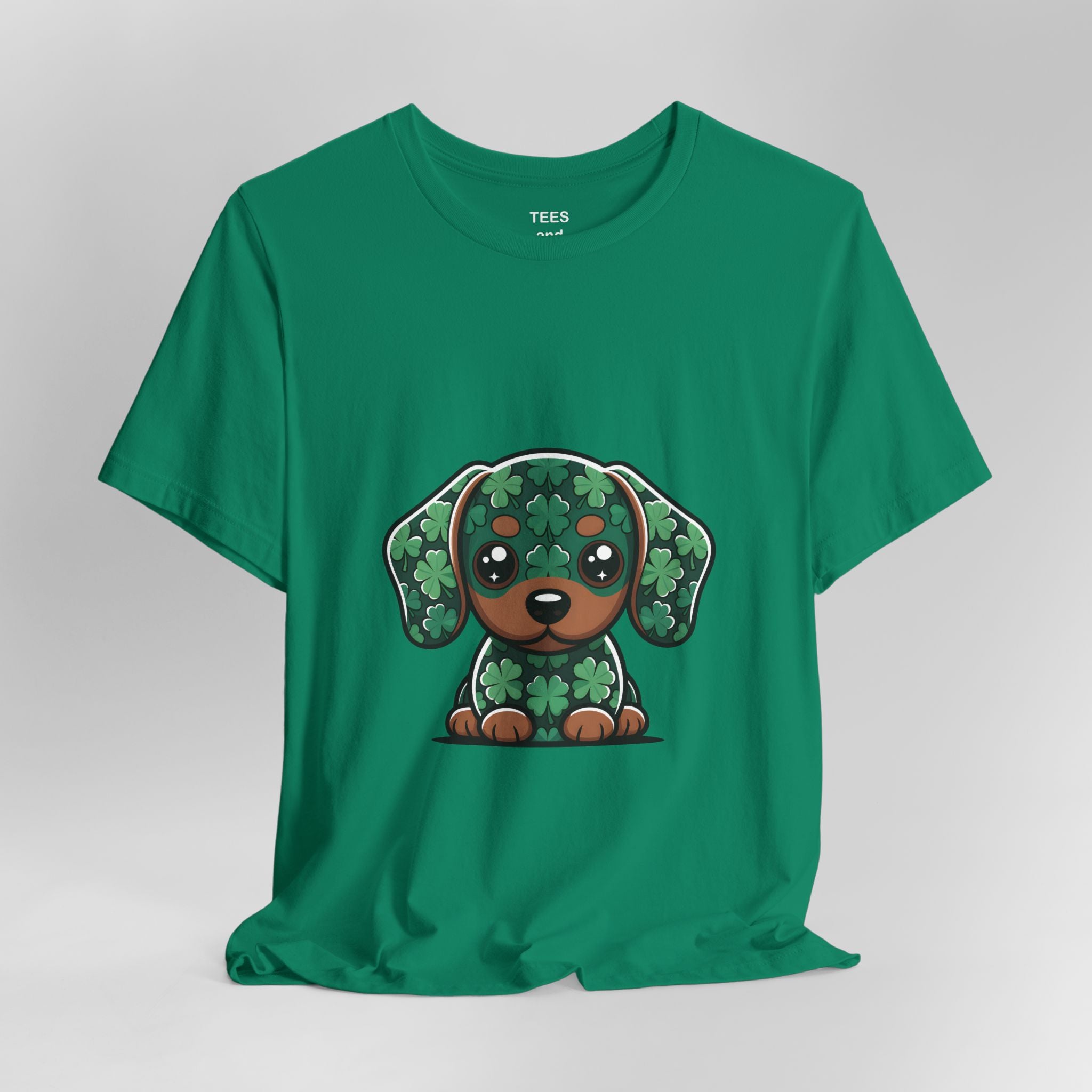 Shamrock Dachshund Puppy Tee | St. Patrick's Day Clover Dog Shirt