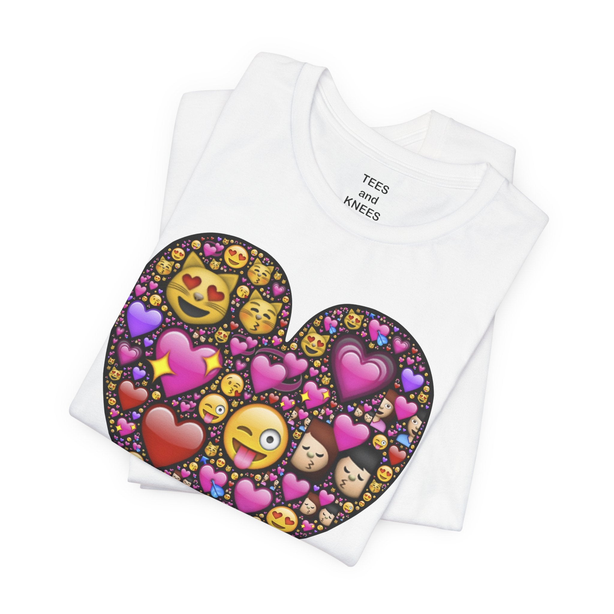 Emoji Heart Love T-Shirt | Heart Shaped Emoji Collage Valentine's Day Fun Tee