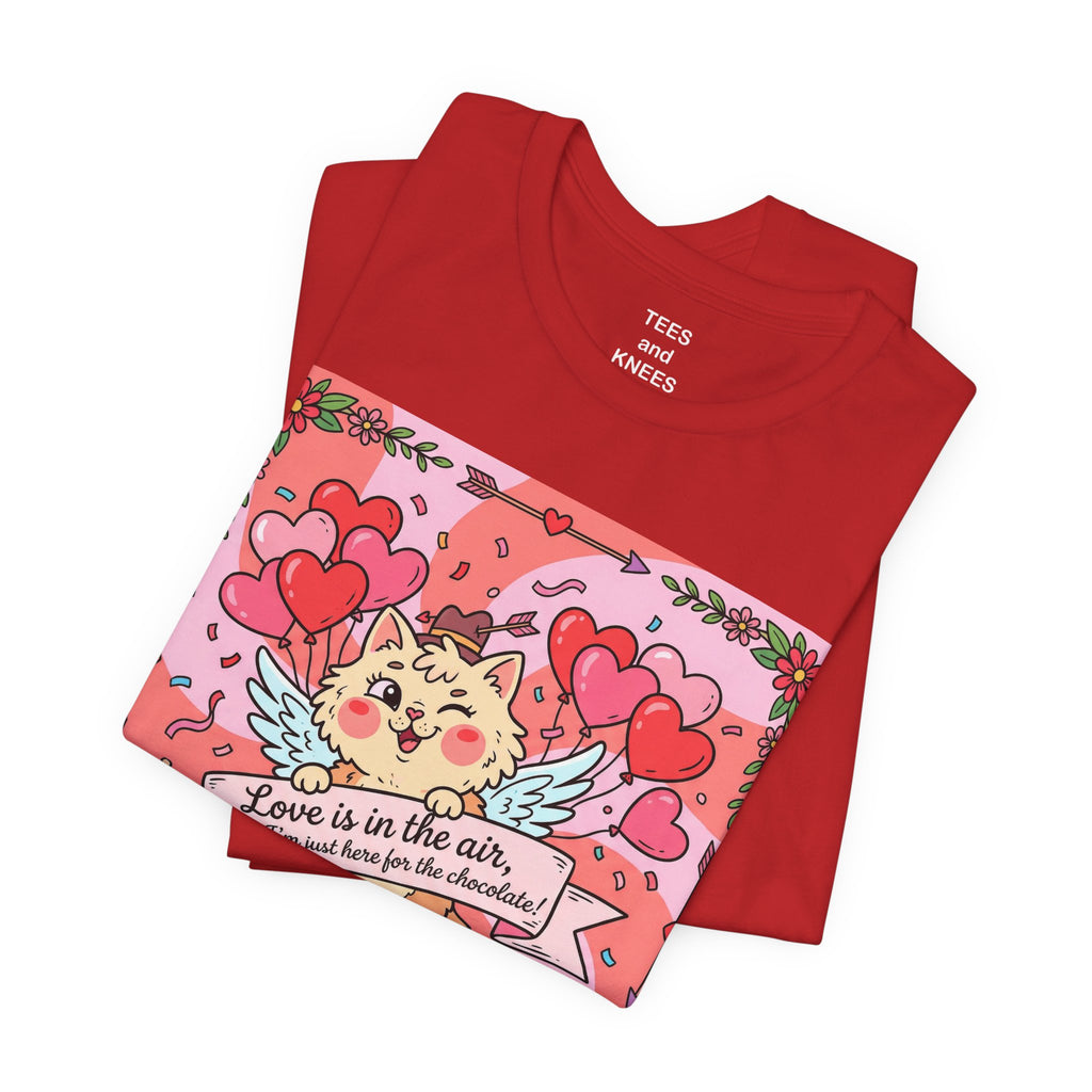 Valentine Cat Tee — "Love is in the Air" Cute Heart Kitty Graphic T-Shirt