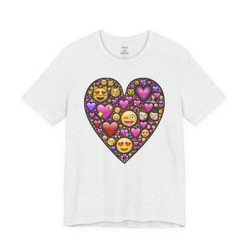 Emoji Heart Love T-Shirt | Heart Shaped Emoji Collage Valentine's Day Fun Tee