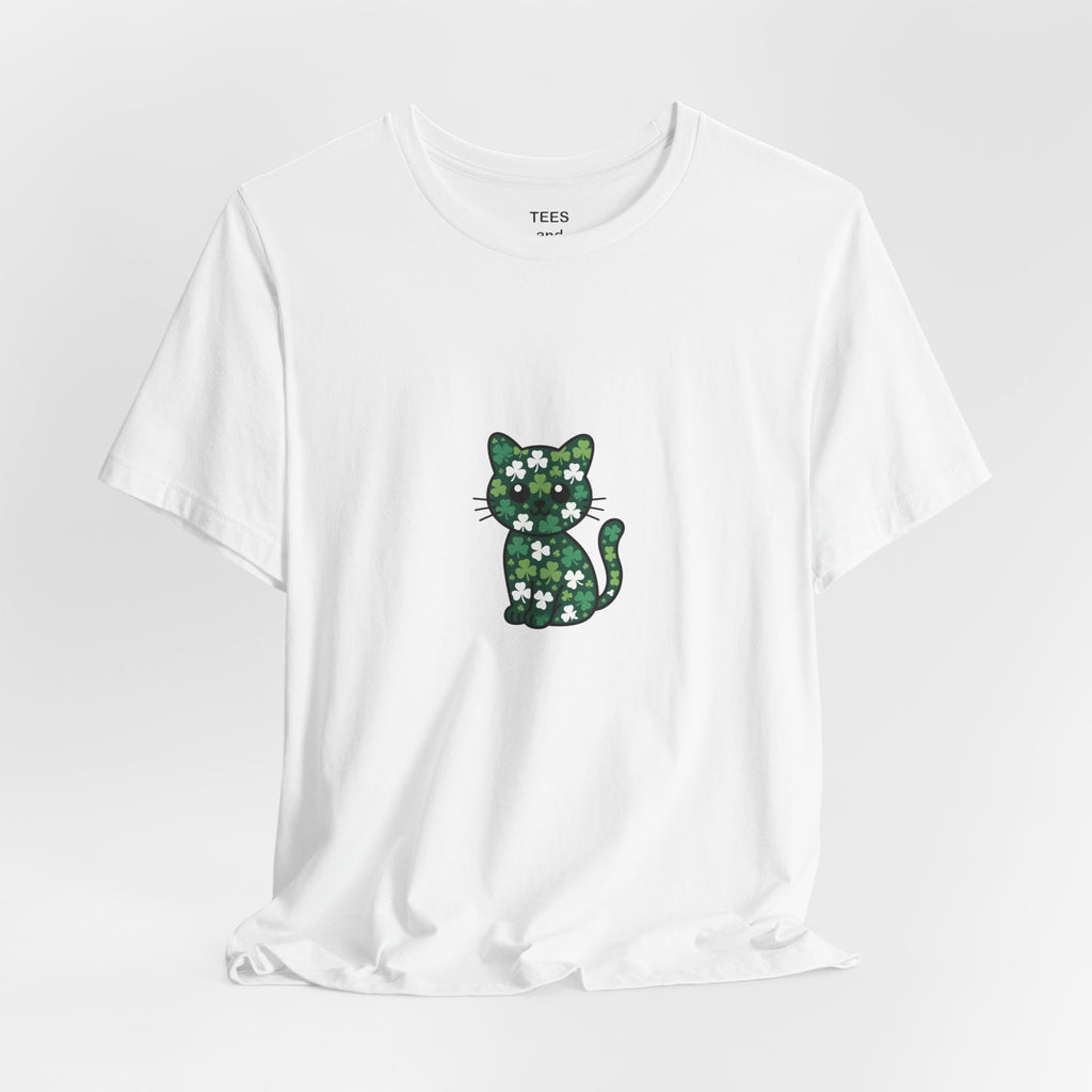 St Patricks Day Cat Shirt Shamrock Kitty Lucky Irish Cat Lover Tee