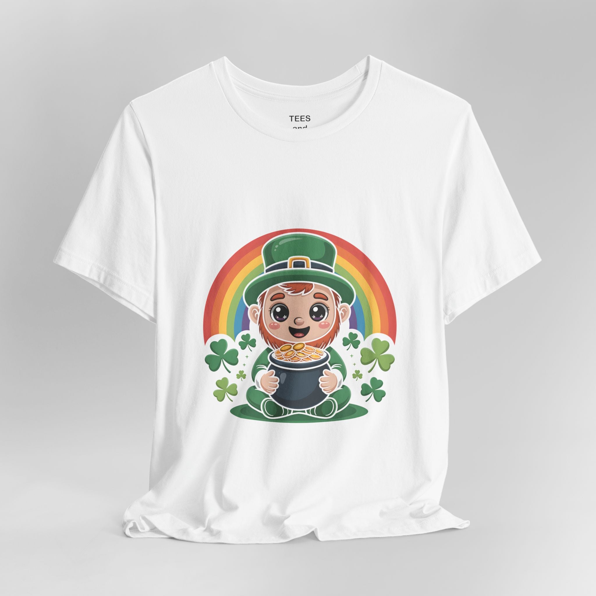 Cute Leprechaun with Pot of Gold T-Shirt | Rainbow Shamrocks St. Patrick's