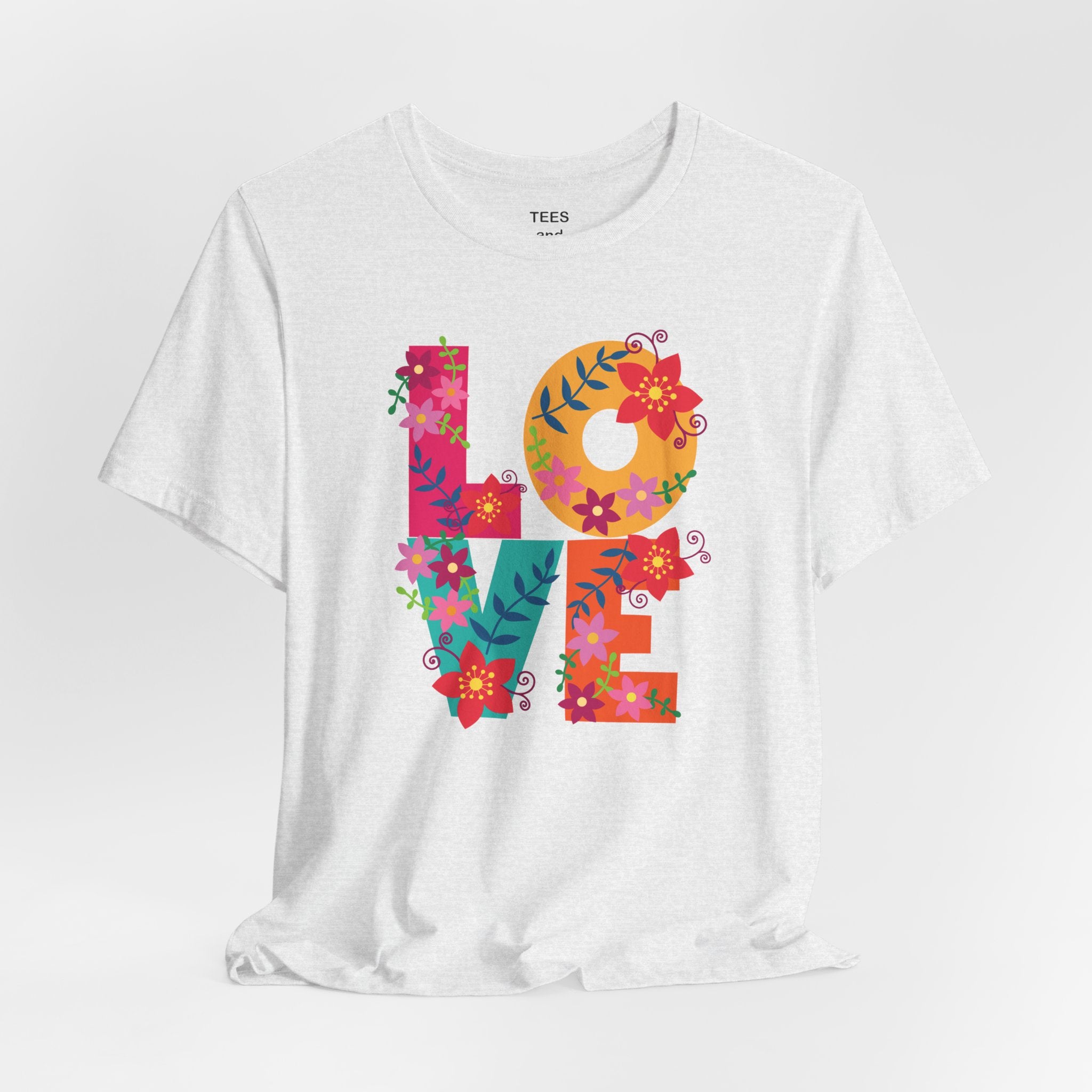LOVE Floral Letters T-Shirt | Colorful Flower Typography Valentine's Day Tee