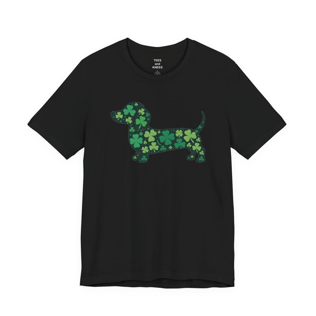 Shamrock Dachshund Puppy Tee | St. Patrick's Day Clover Dog Shirt
