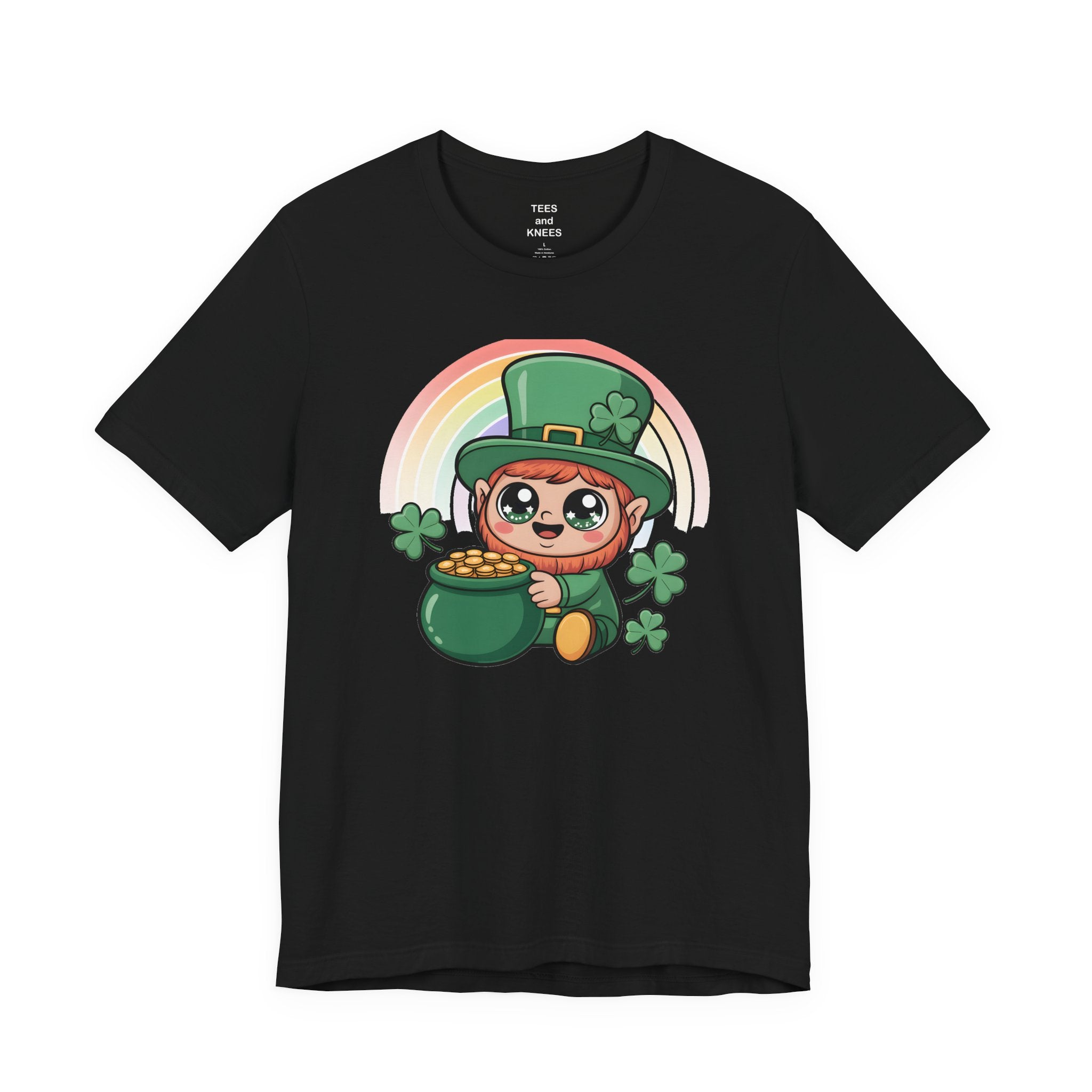 Cute Leprechaun with Pot of Gold T-Shirt | Rainbow Shamrocks St. Patrick's
