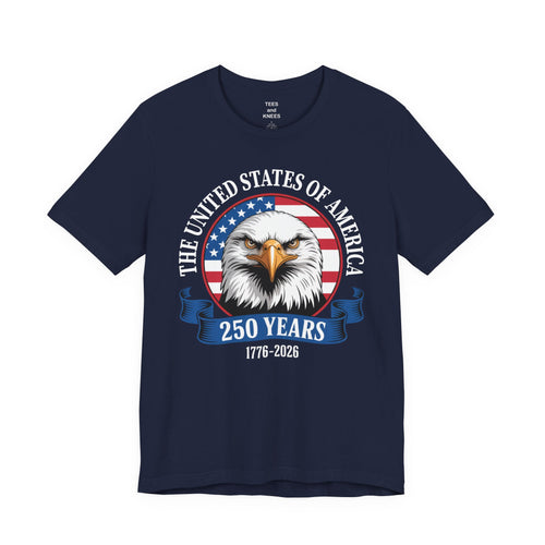 Bald Eagle with American Flag 250 Years Tee | Patriotic USA Anniversary