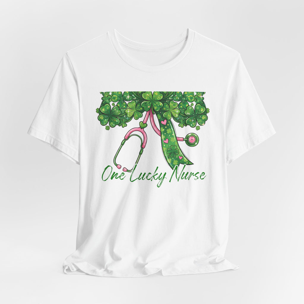 Lucky Clover Script T-Shirt | Green Shamrock Checkerboard St. Patrick's Tee