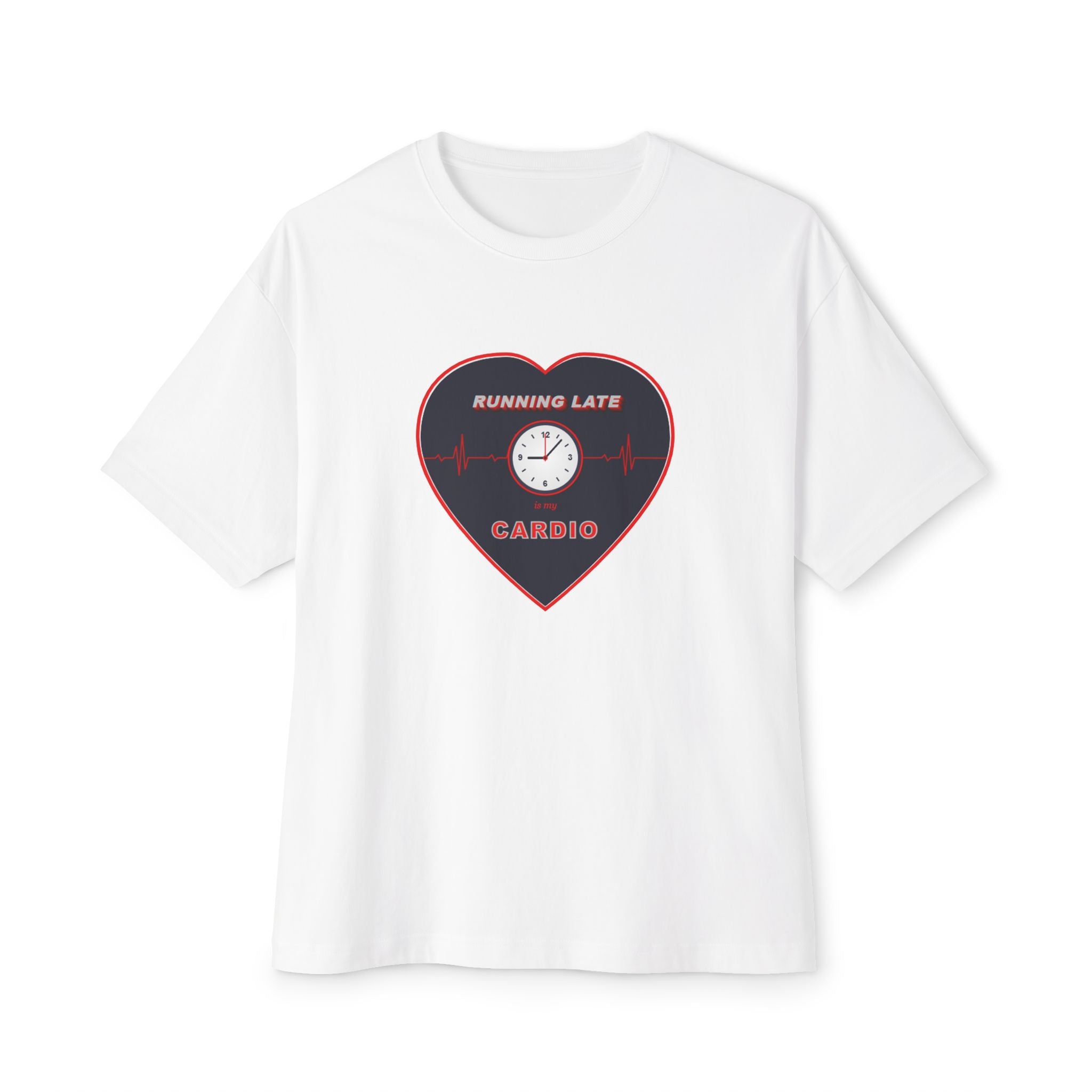 Running Late Cardio Heart Tee - Funny Fitness Graphic T-Shirt