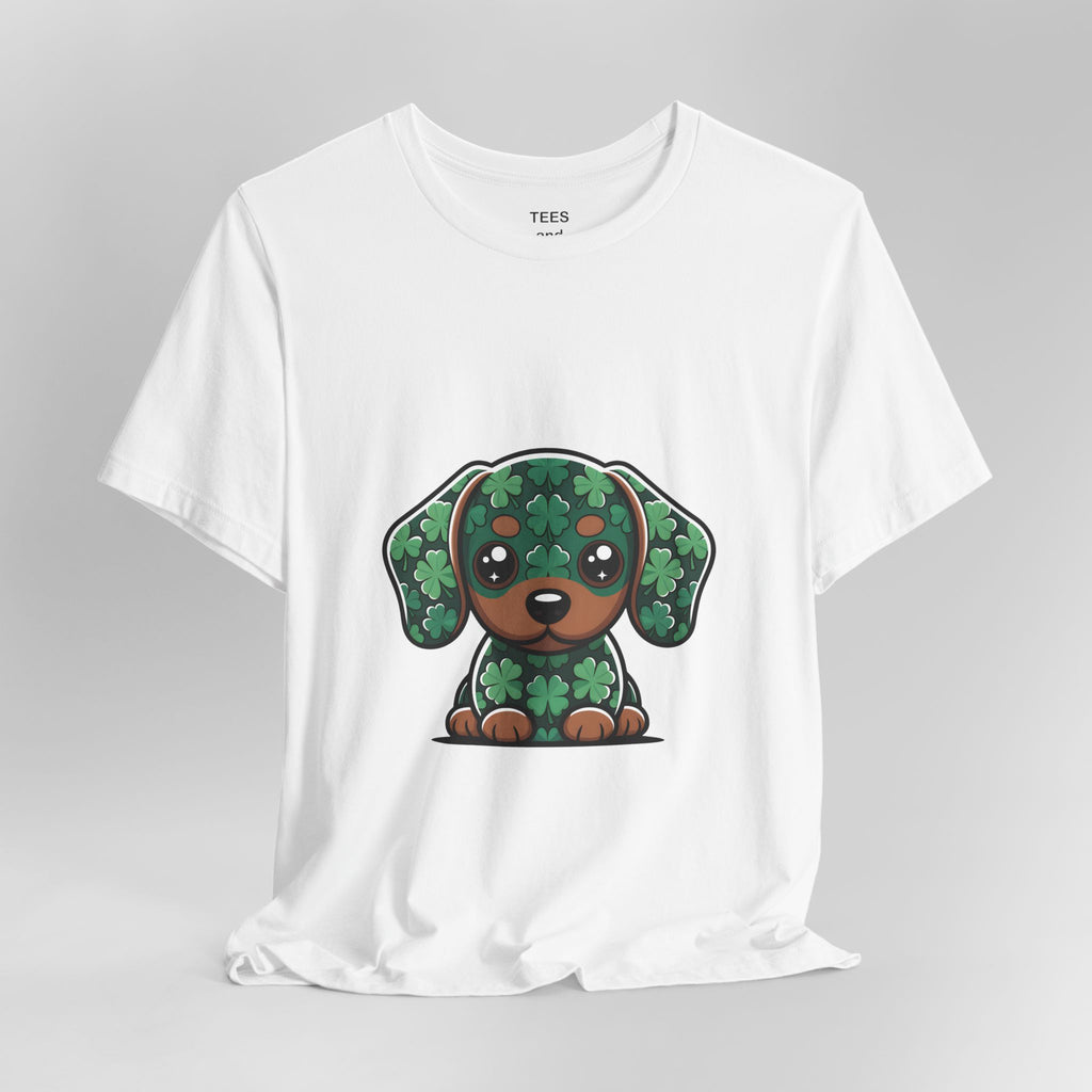 Shamrock Dachshund Puppy Tee | St. Patrick's Day Clover Dog Shirt