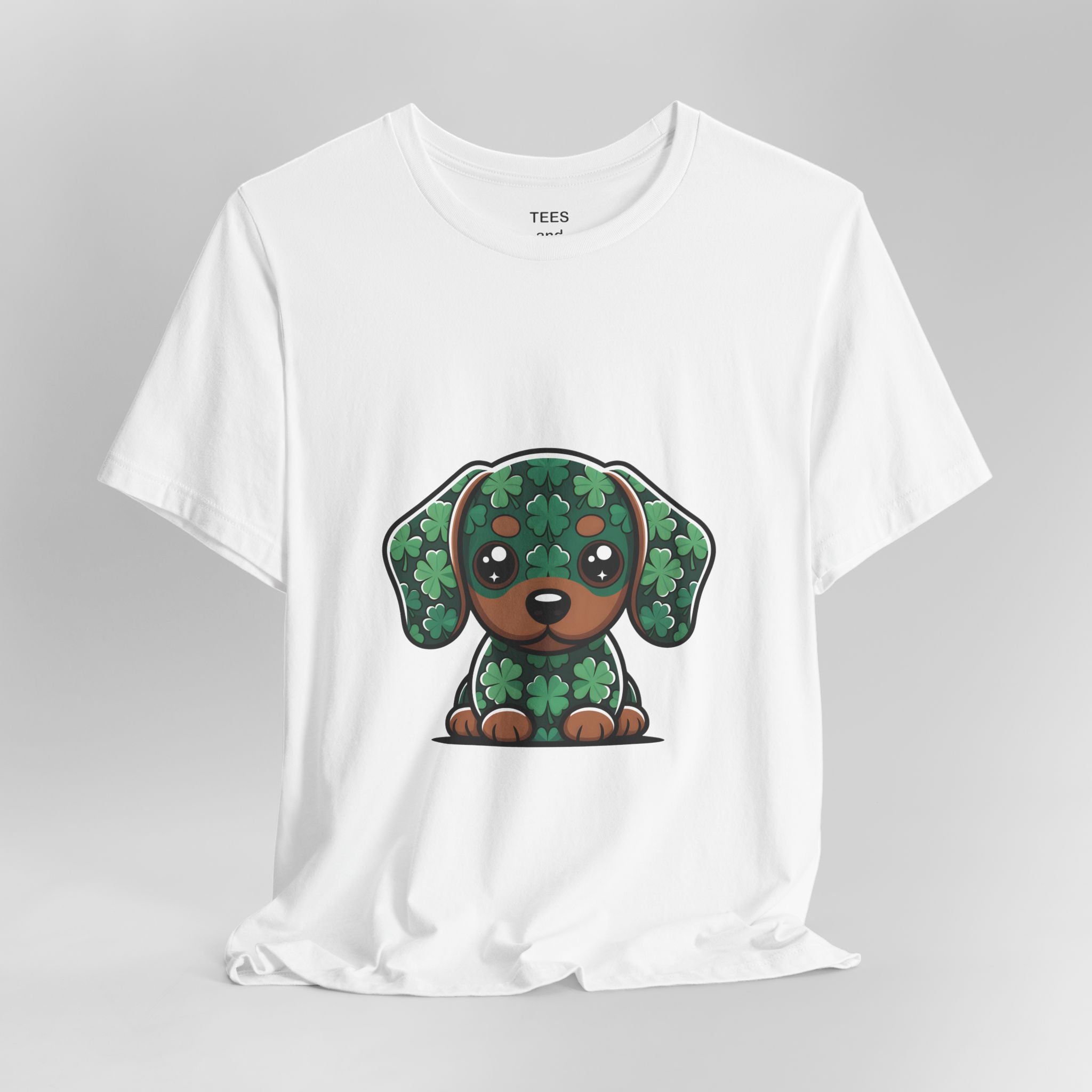 Shamrock Dachshund Puppy Tee | St. Patrick's Day Clover Dog Shirt