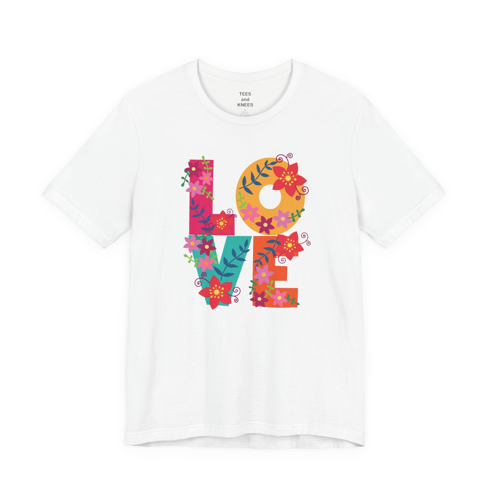 LOVE Floral Letters T-Shirt | Colorful Flower Typography Valentine's Day Tee