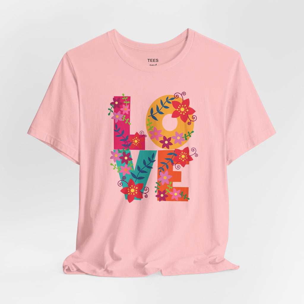 LOVE Floral Letters T-Shirt | Colorful Flower Typography Valentine's Day Tee