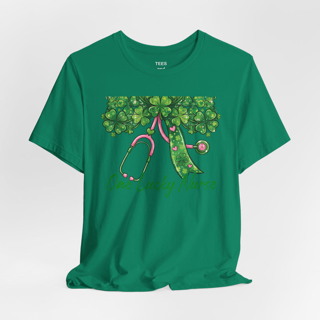 Lucky Clover Script T-Shirt | Green Shamrock Checkerboard St. Patrick's Tee
